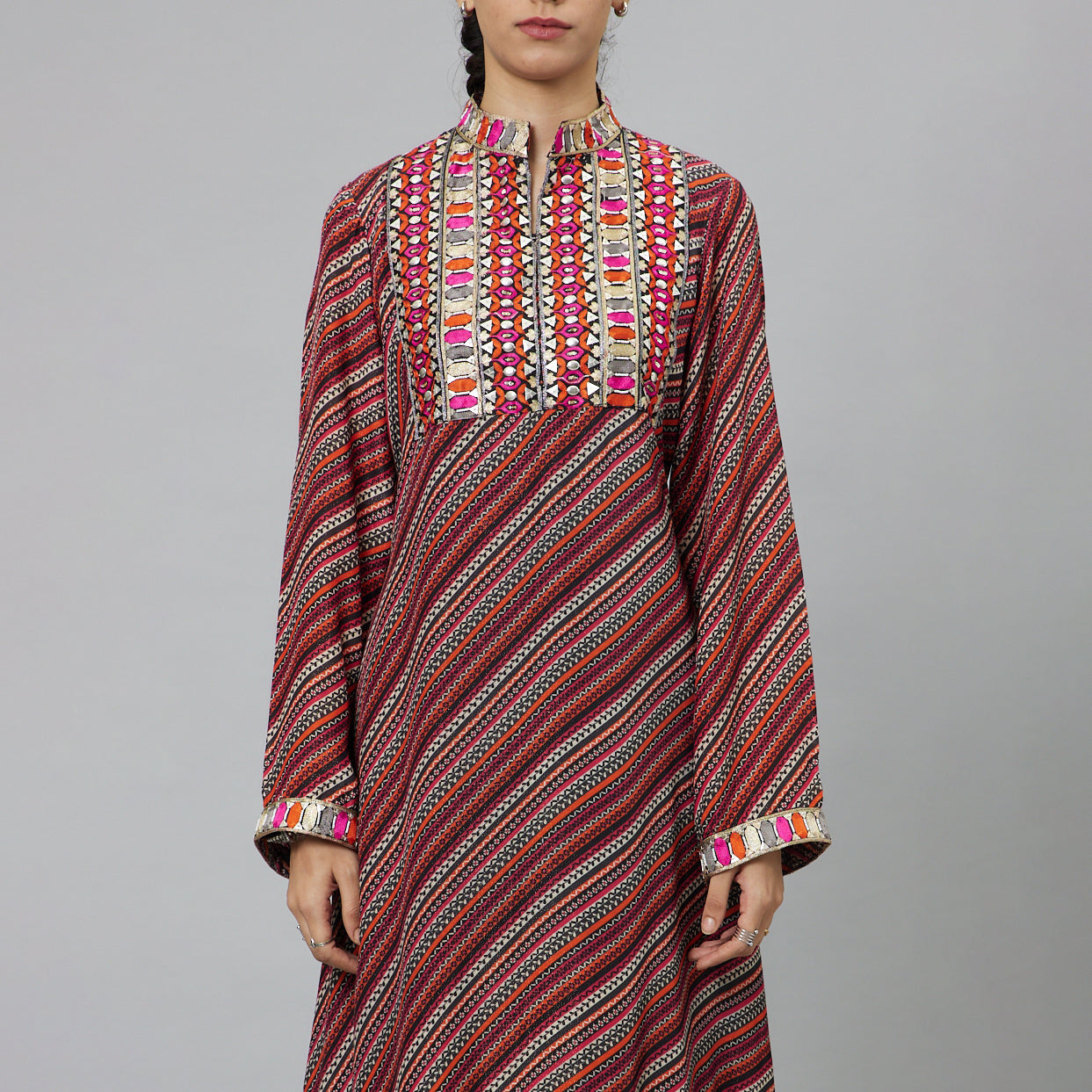 BOHEMIAN STRIPE PRINT KURTA SET