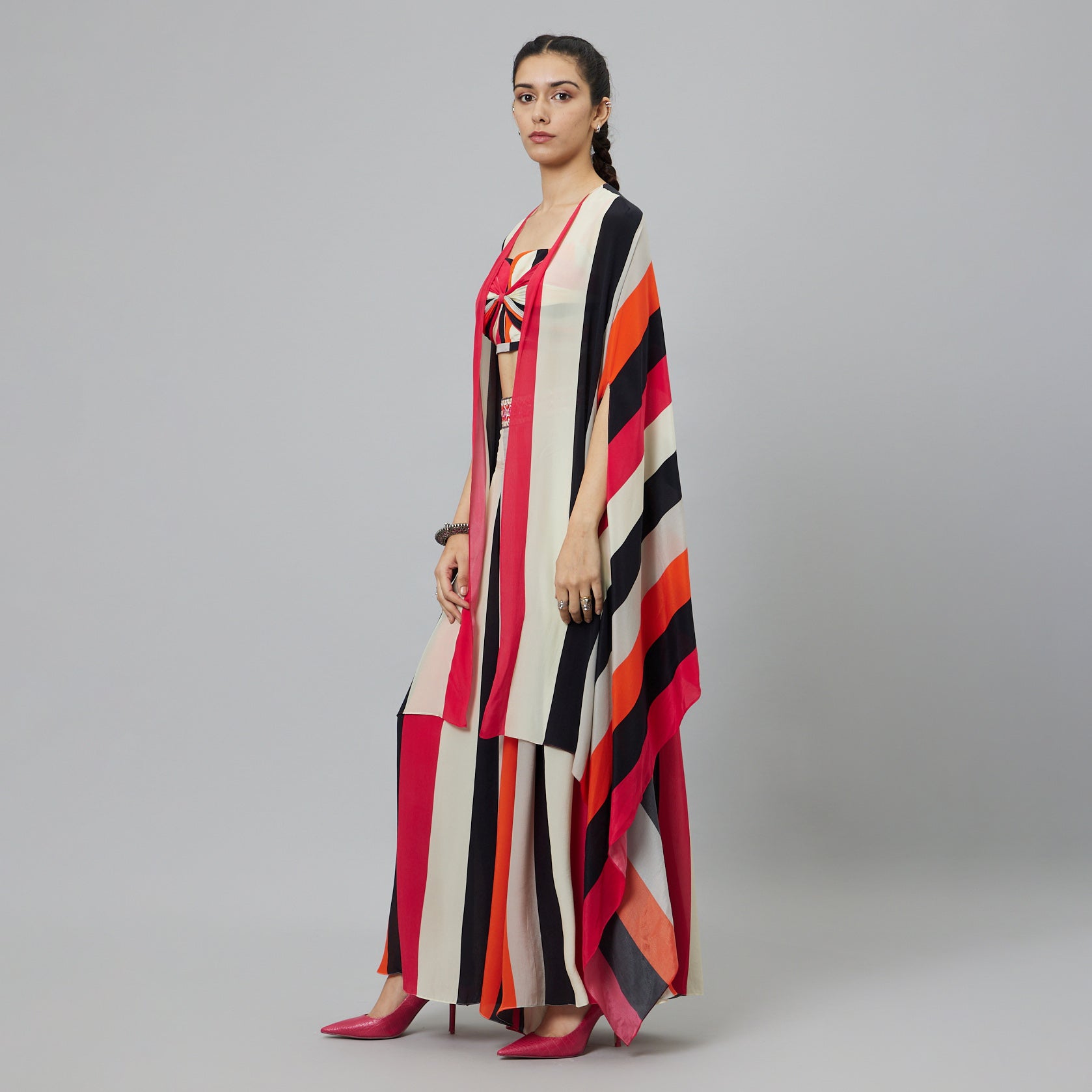 SHAHAR STRIPE PRINT CAPE SET