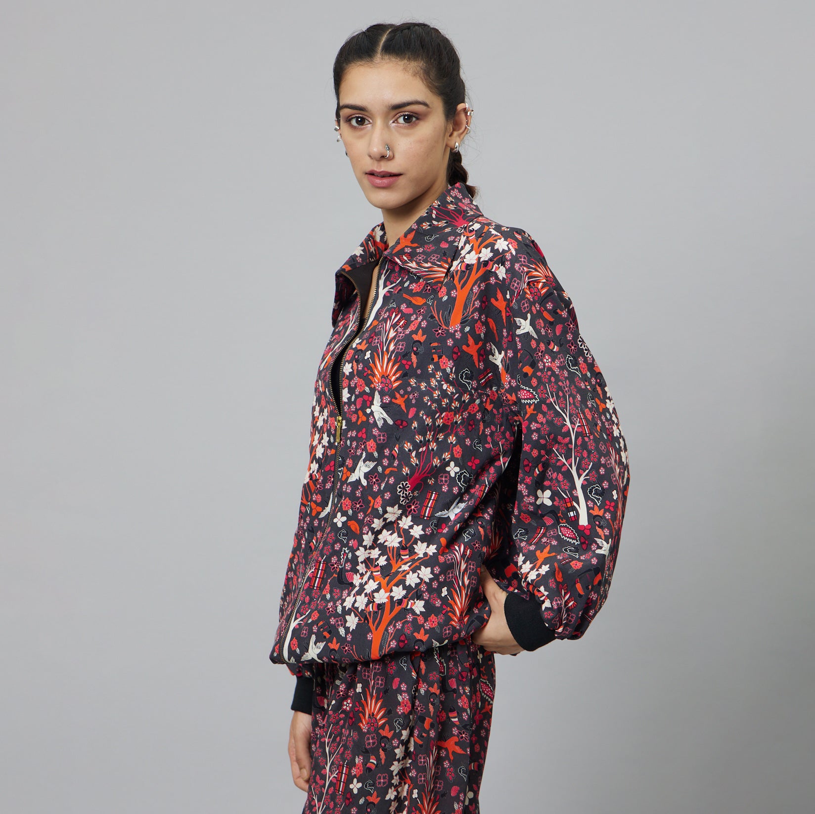 CONCRETE JUNGLE PRINT BOMBER JACKET