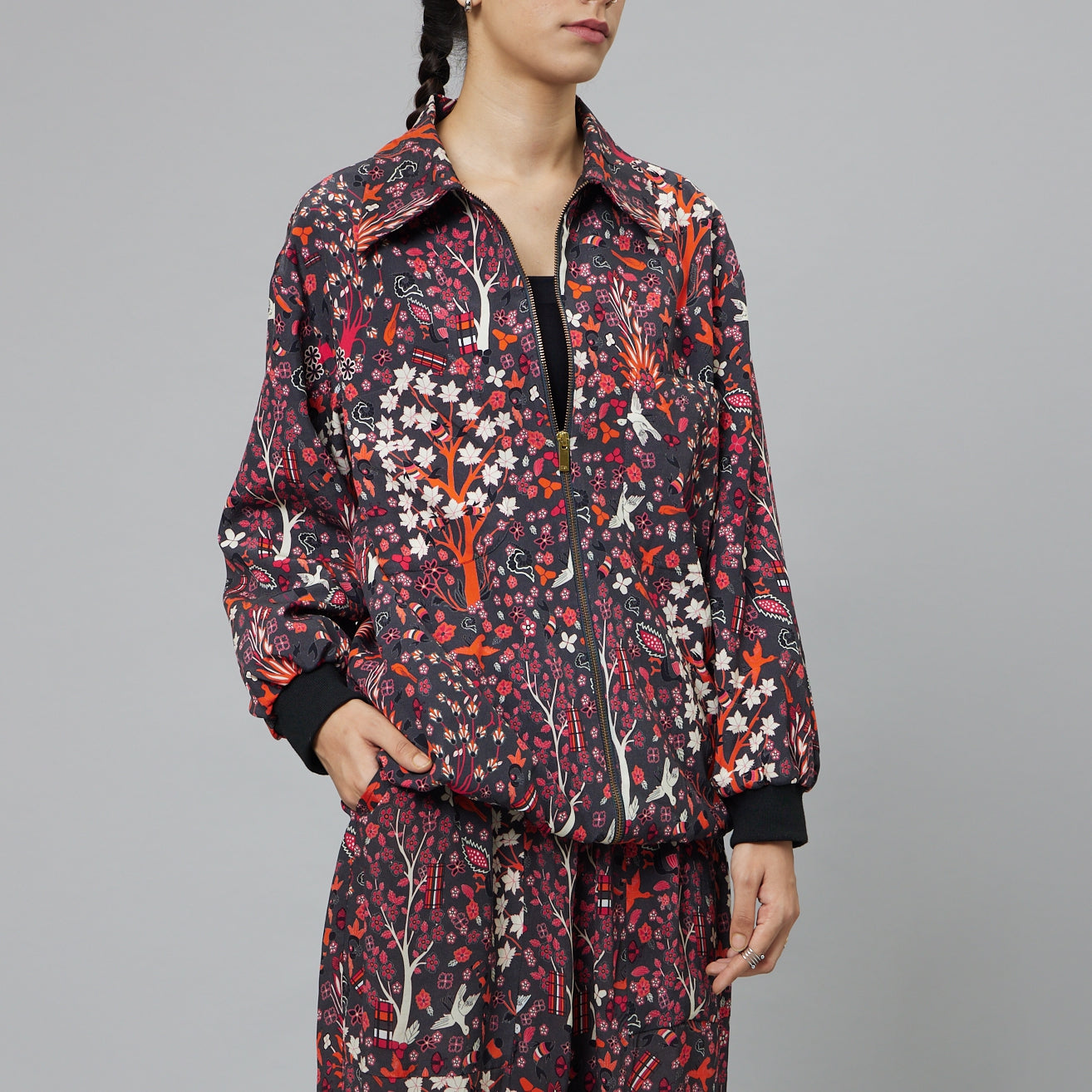 CONCRETE JUNGLE PRINT BOMBER JACKET