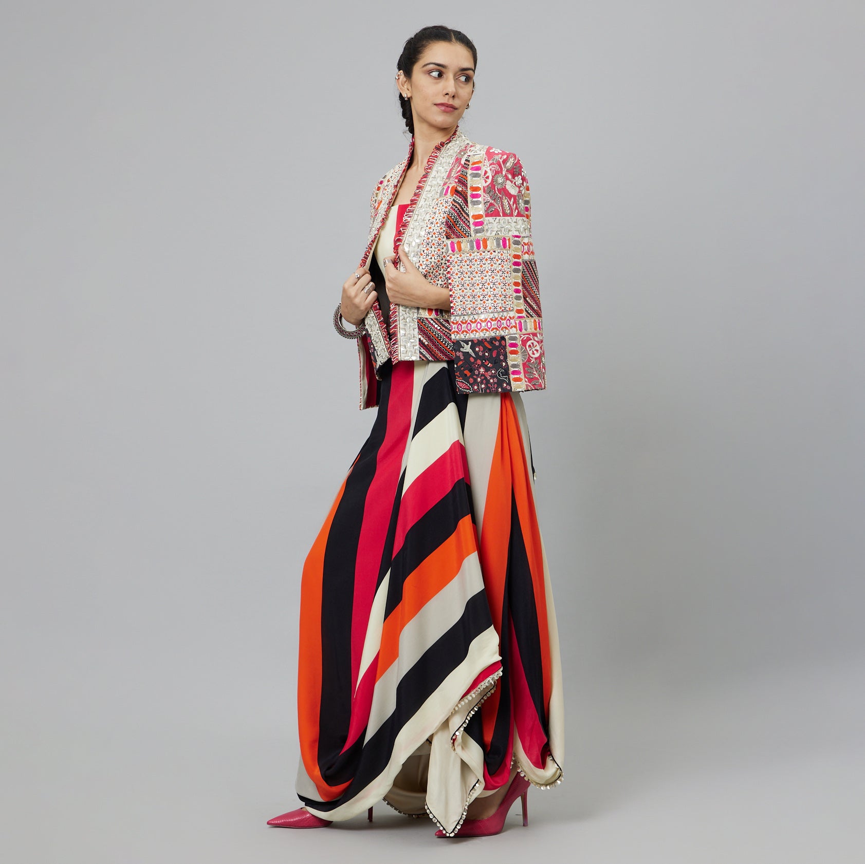 SHAHAR STRIPE PRINT JACKET SET