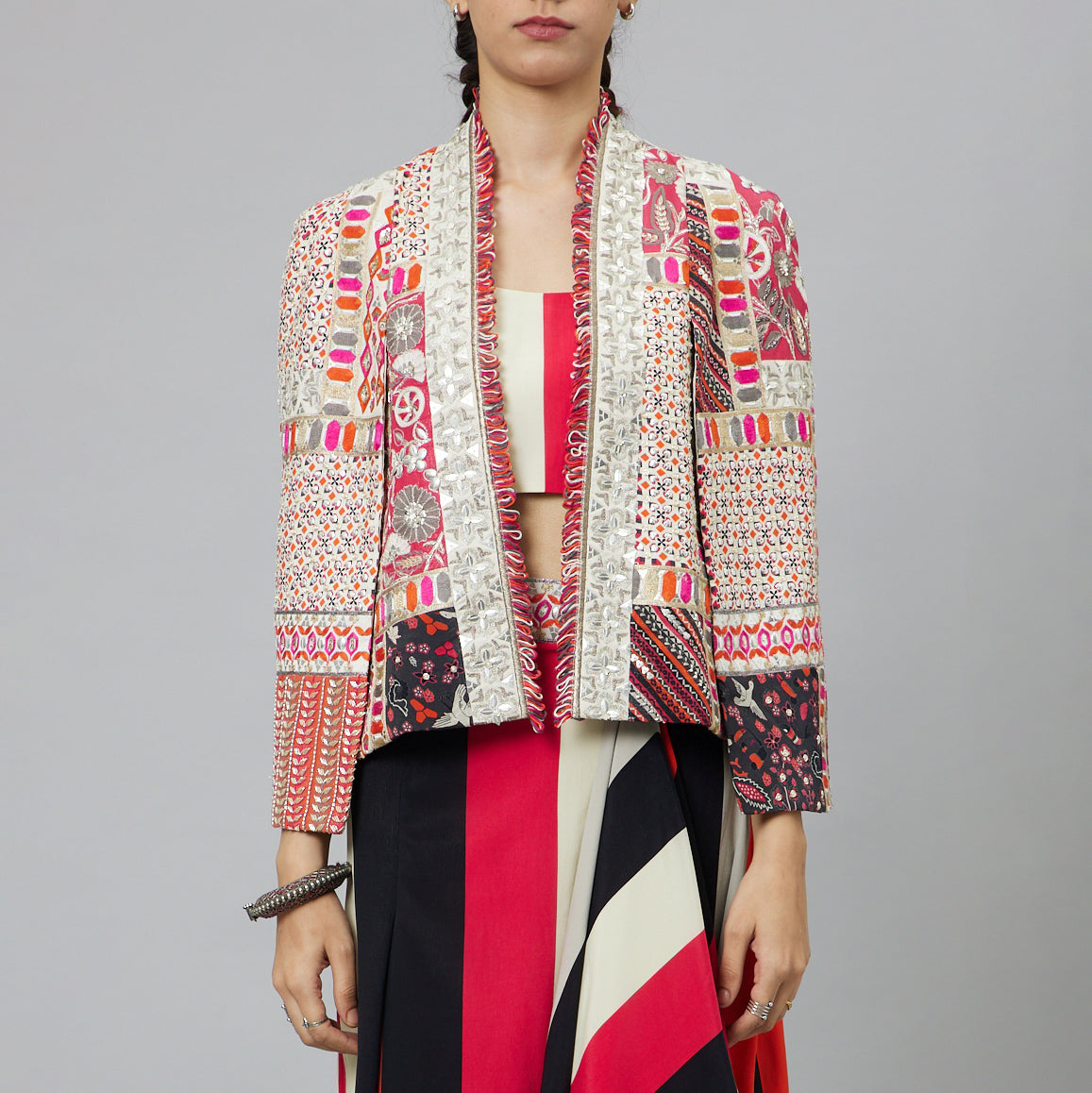 SHAHAR STRIPE PRINT JACKET SET