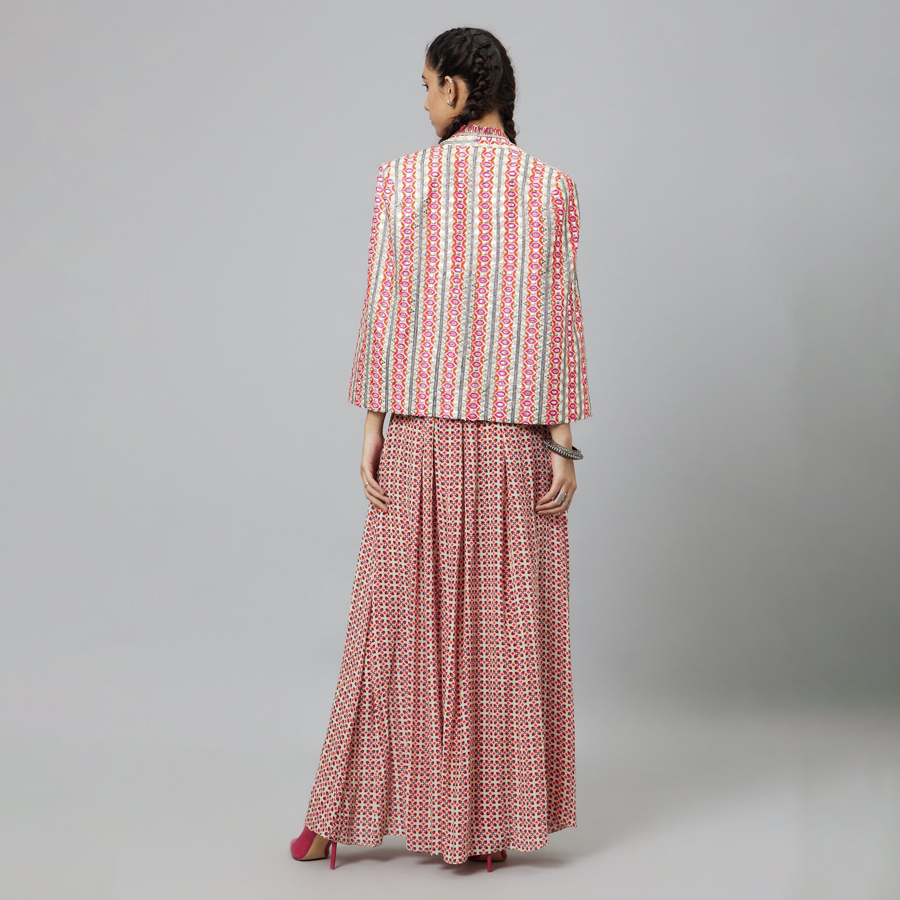 IVORY GEOMETRIC NOOR JACKET SET