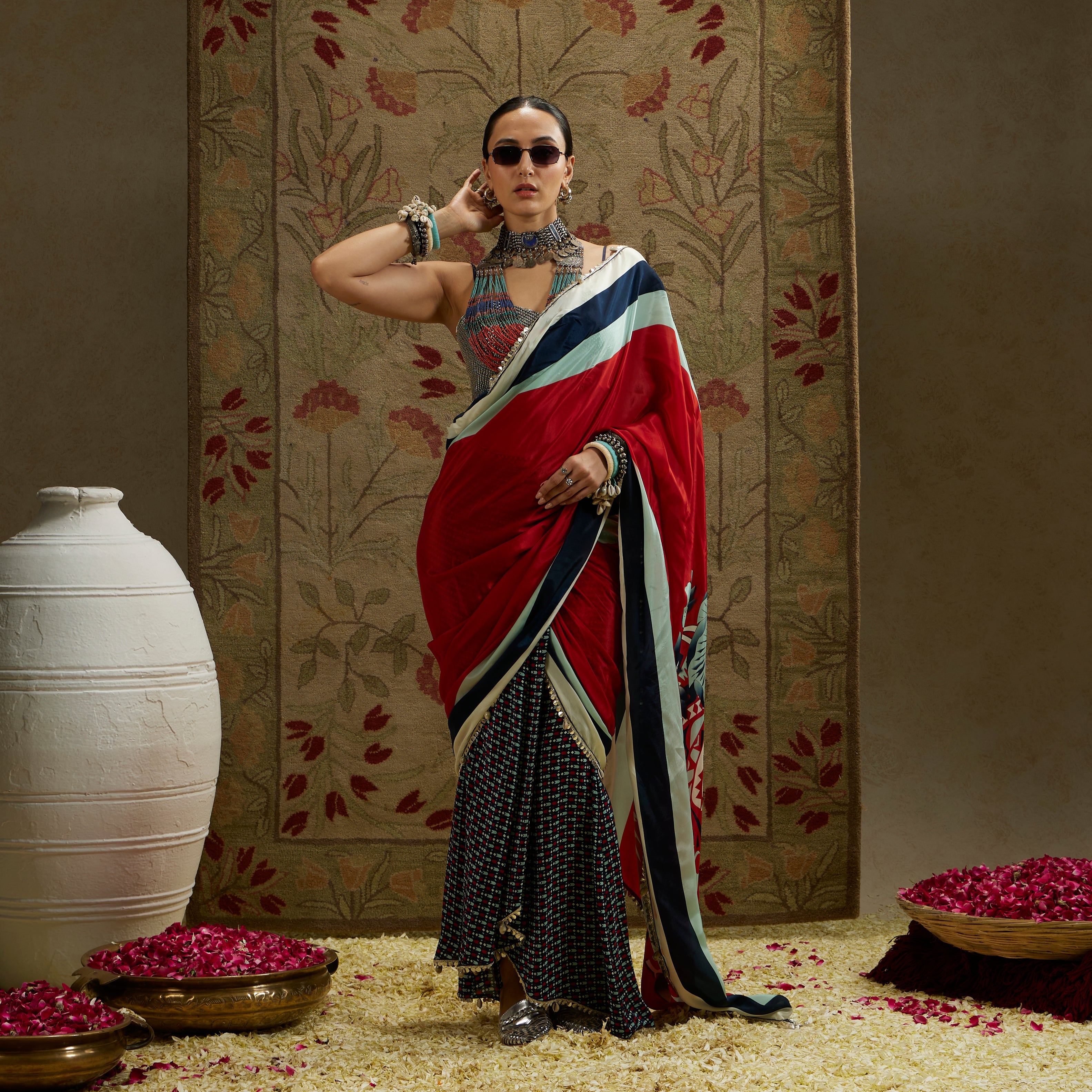 Red Saree Set