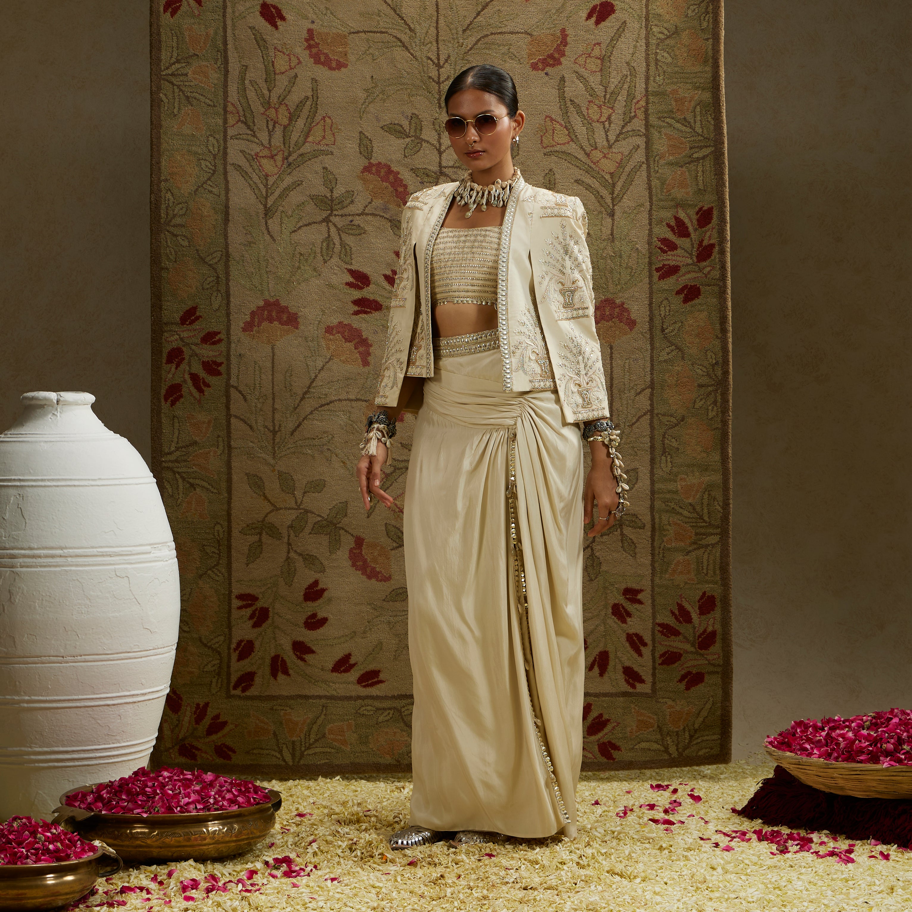 Cream Skirt Set