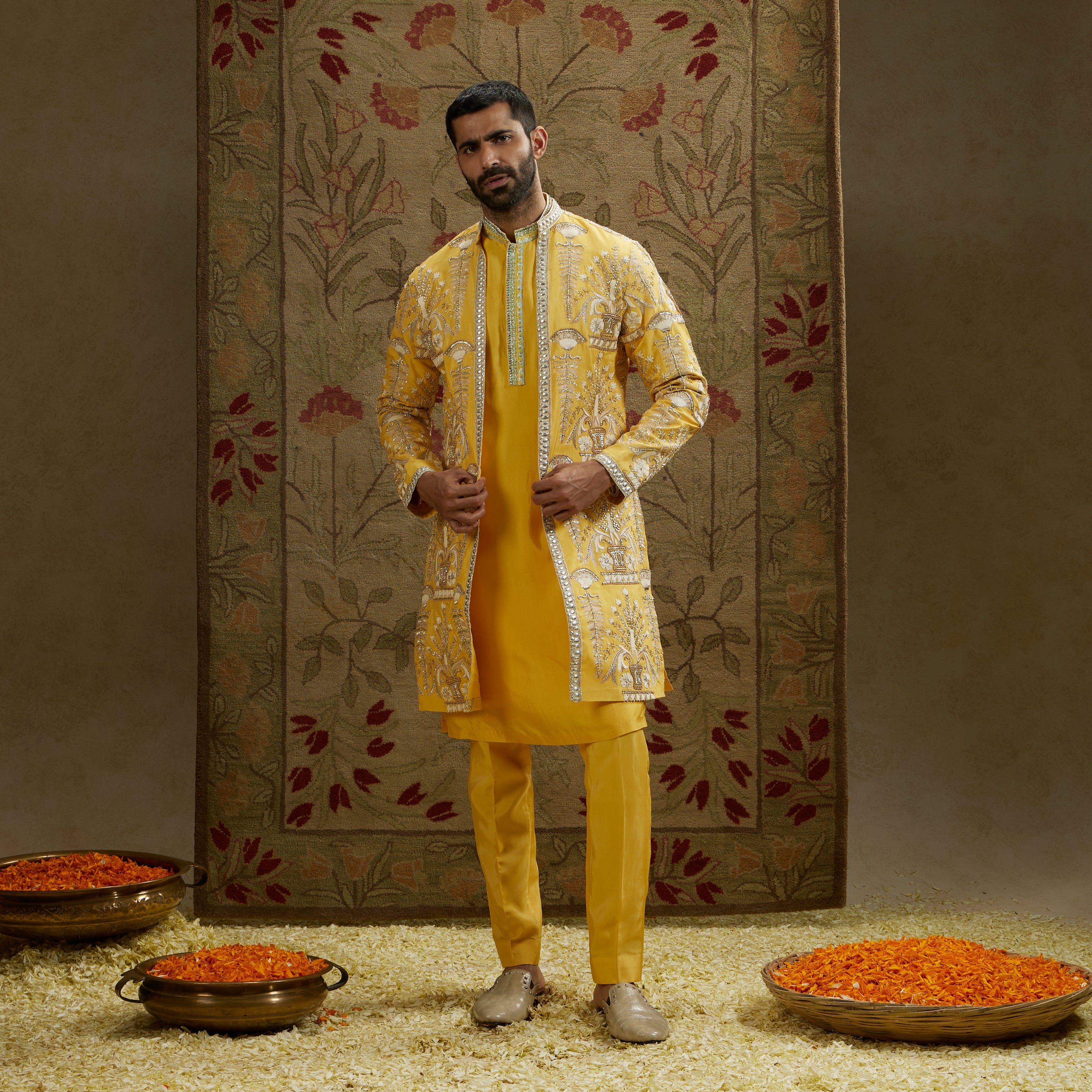 Yellow Butta Jacket Set