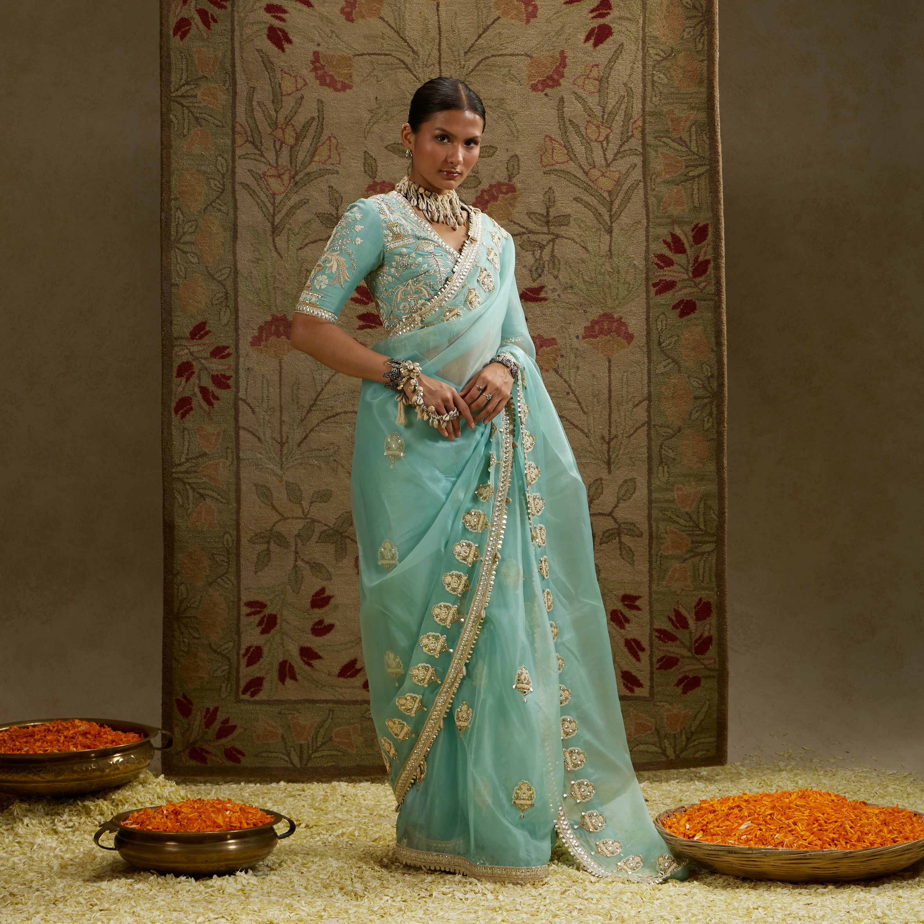 Blue Saree Set