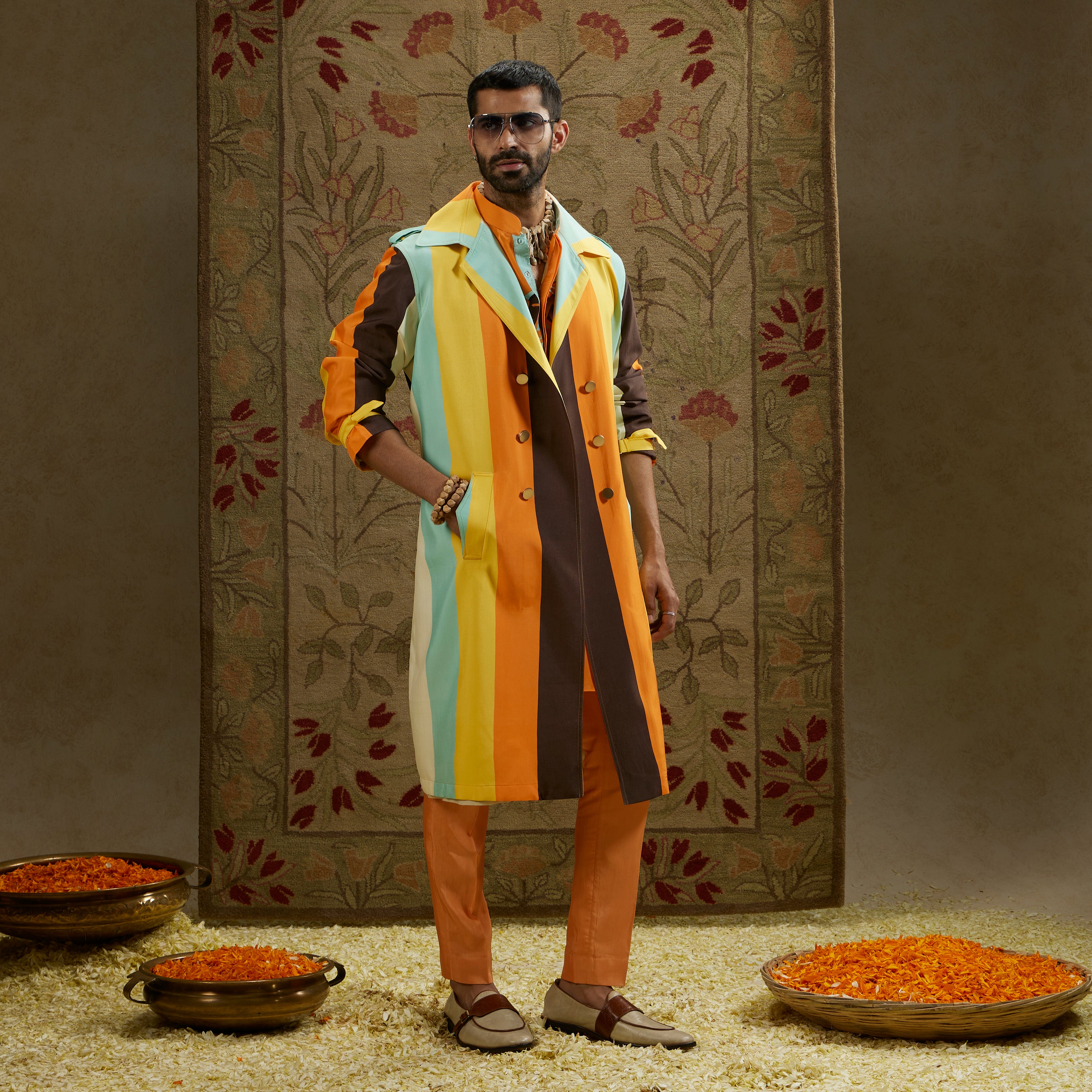 Multi Colour Trench Coat