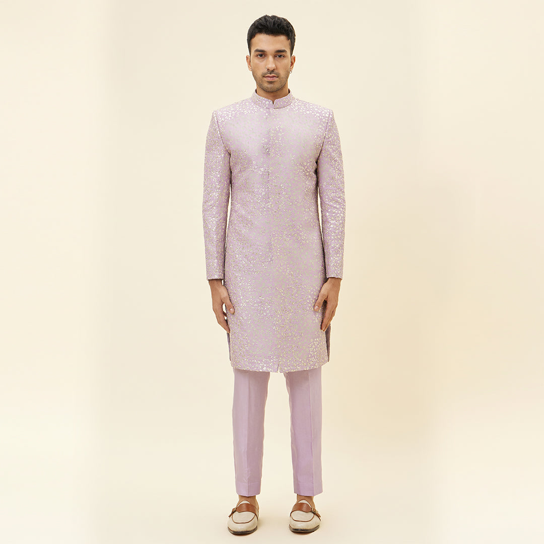 LILAC EMB JAAL SHERWANI WITH LILAC PANTS