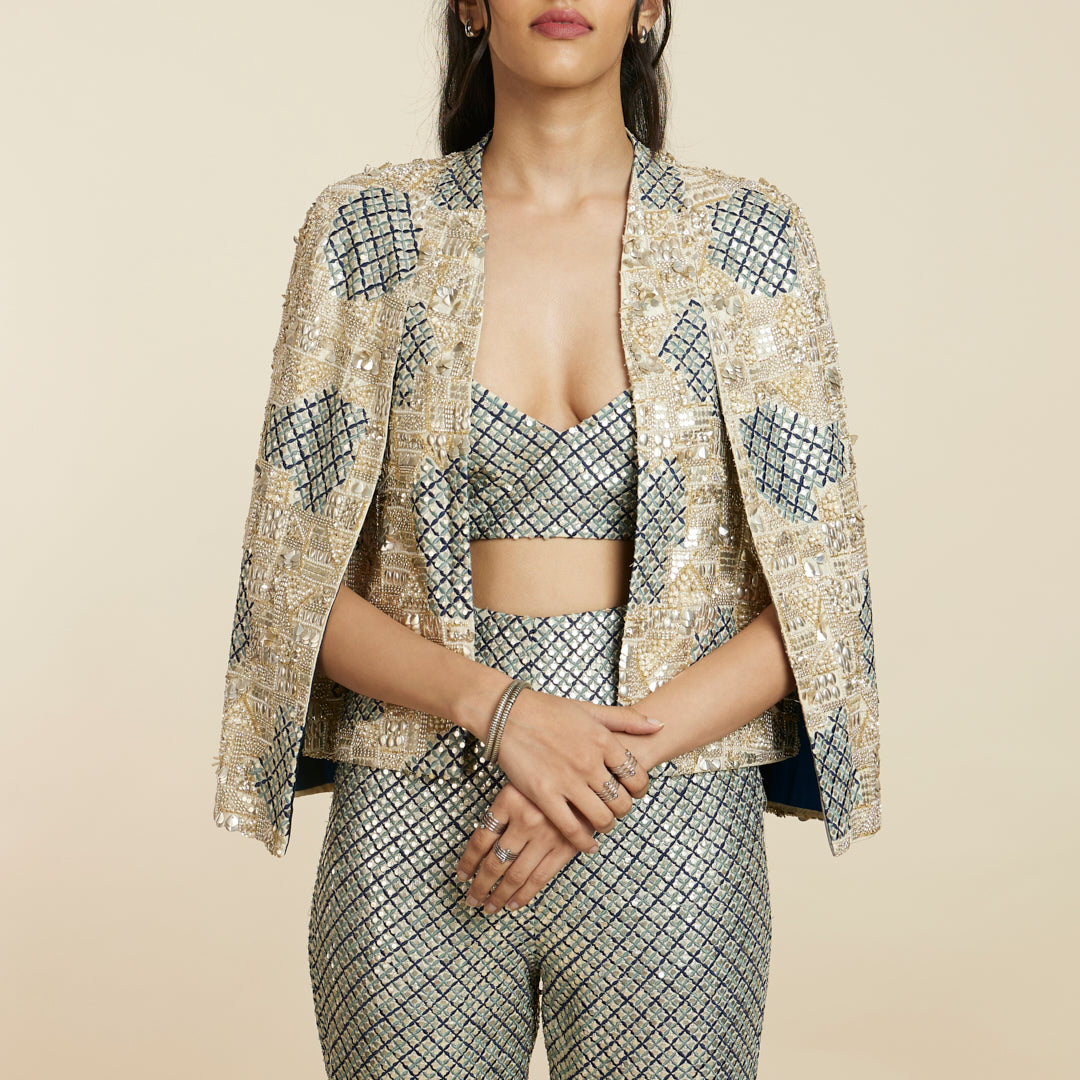 METALLIC NOOR JACKET SET