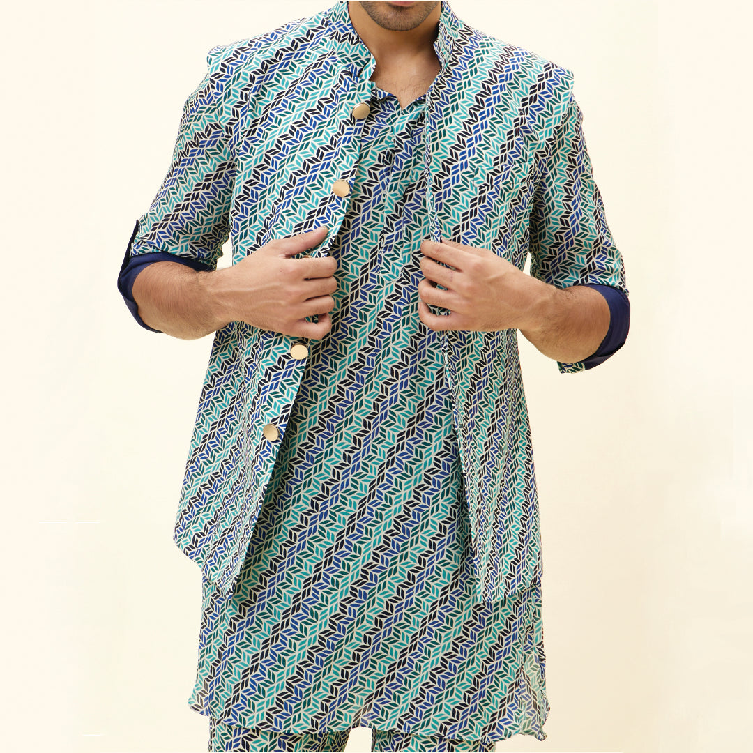BEIGE LEAF PRINT BUNDI