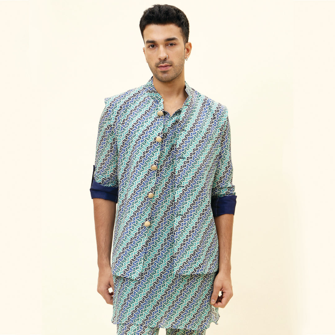 BEIGE LEAF PRINT BUNDI