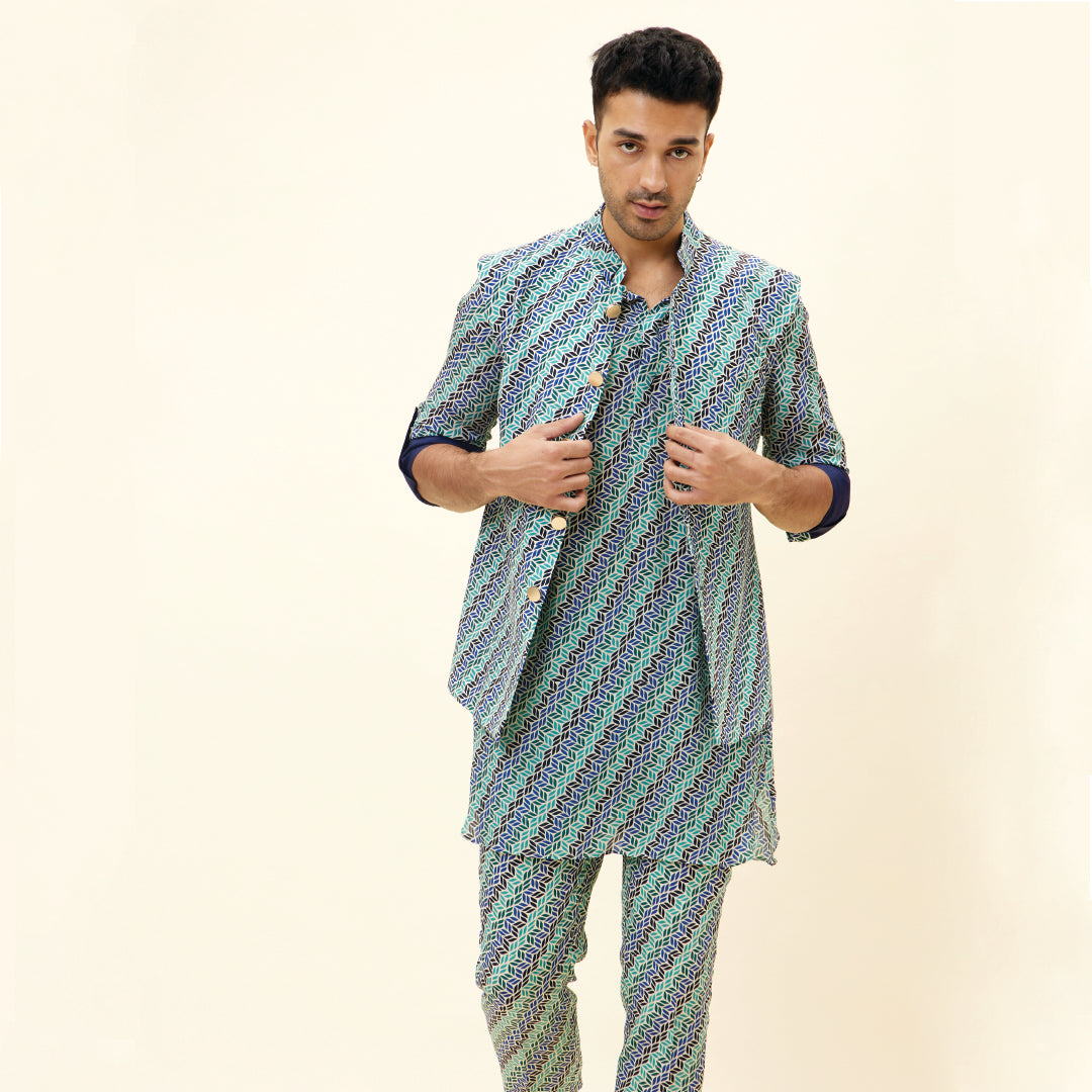 BEIGE LEAF PRINT BUNDI