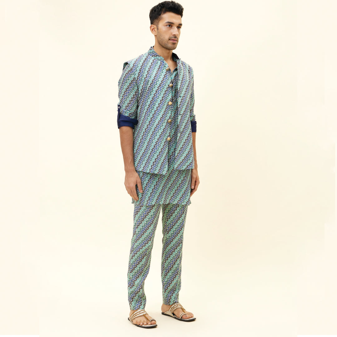 BEIGE LEAF PRINT BUNDI