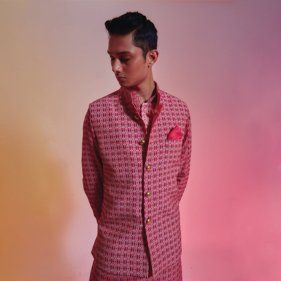 LIGHT CORAL AND LATTICE REVERSIBLE BUNDI