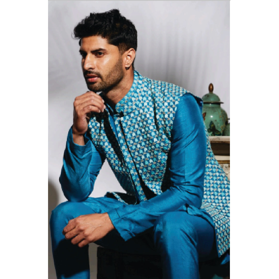 BLUE EMBELLISHED BUNDI