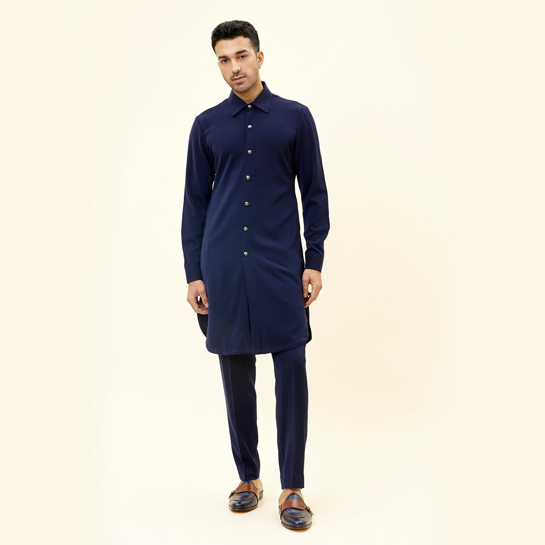BLUE VOLVO KURTA WITH METAL BUTTONS WITH PANTS