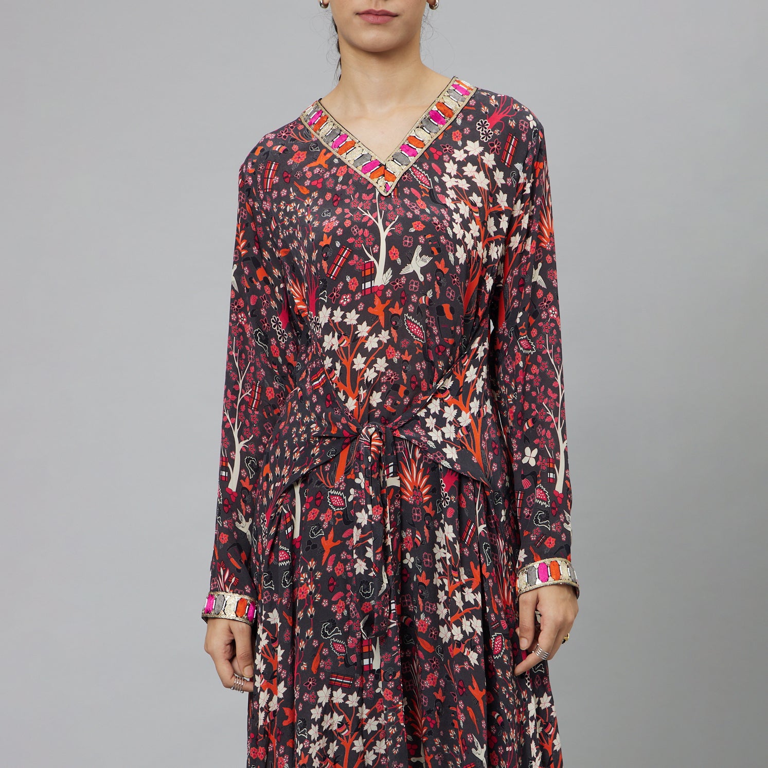 CONCRETE JUNGLE PRINT FRONT TIE UP TUNIC SET