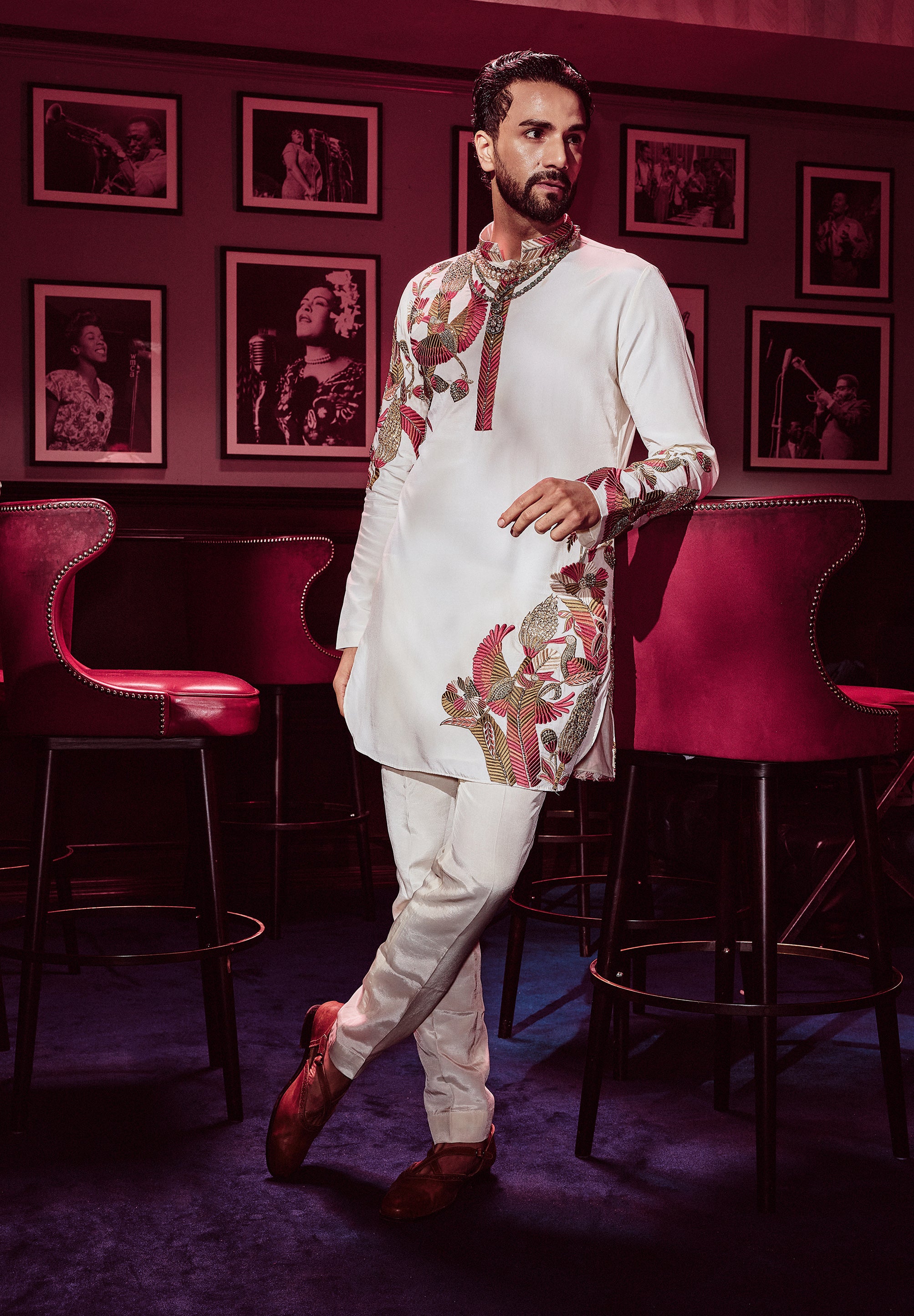 AVI IVORY TROPICAL KURTA SET