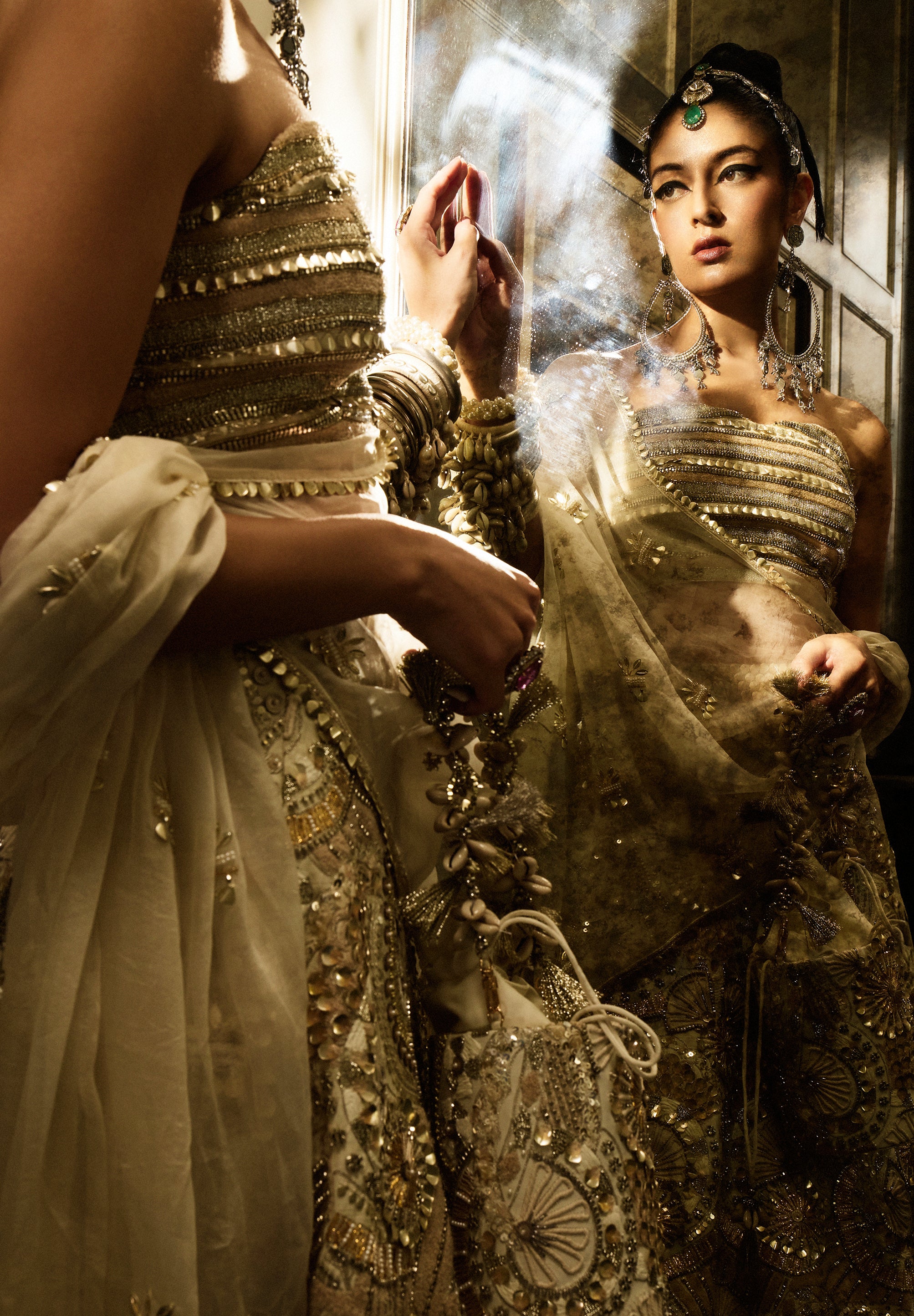 VAYU EMBELLISHED BUSTIER WITH LEHENGA AND DUPATTA