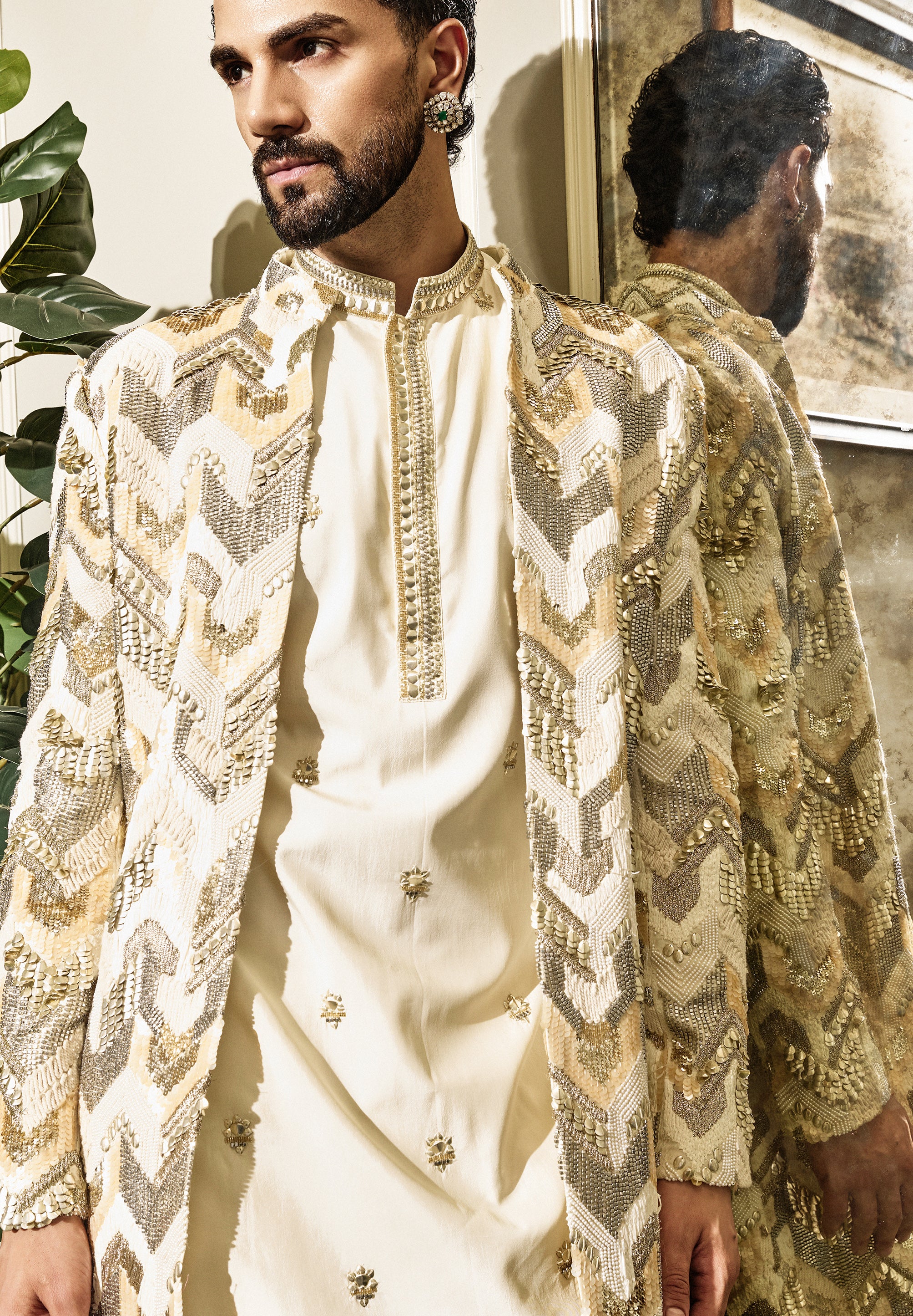 VAYU CHEVRON SHERWANI SET