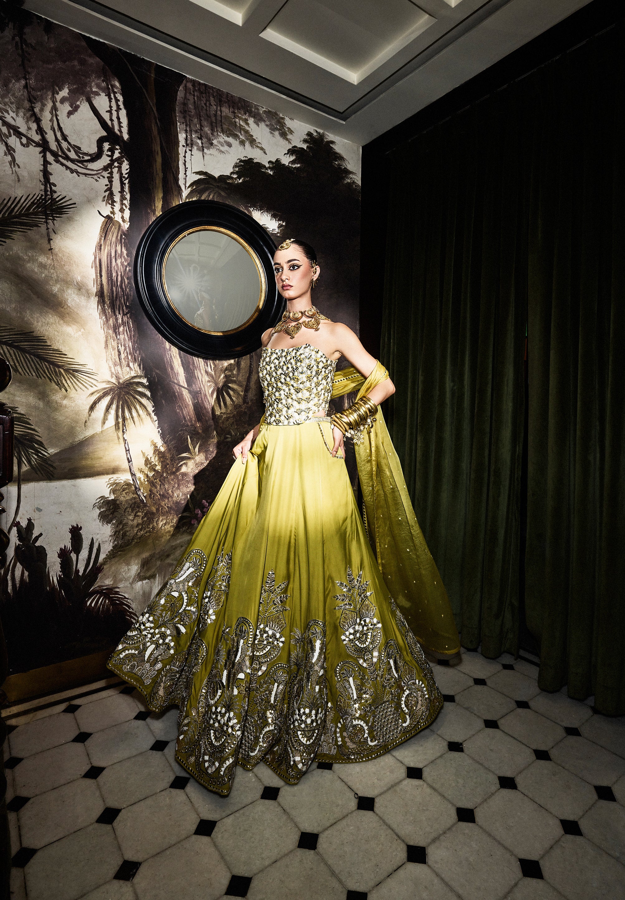 CHARU EMBELLISHED CORSET WITH LEHENGA AND DUPATTA