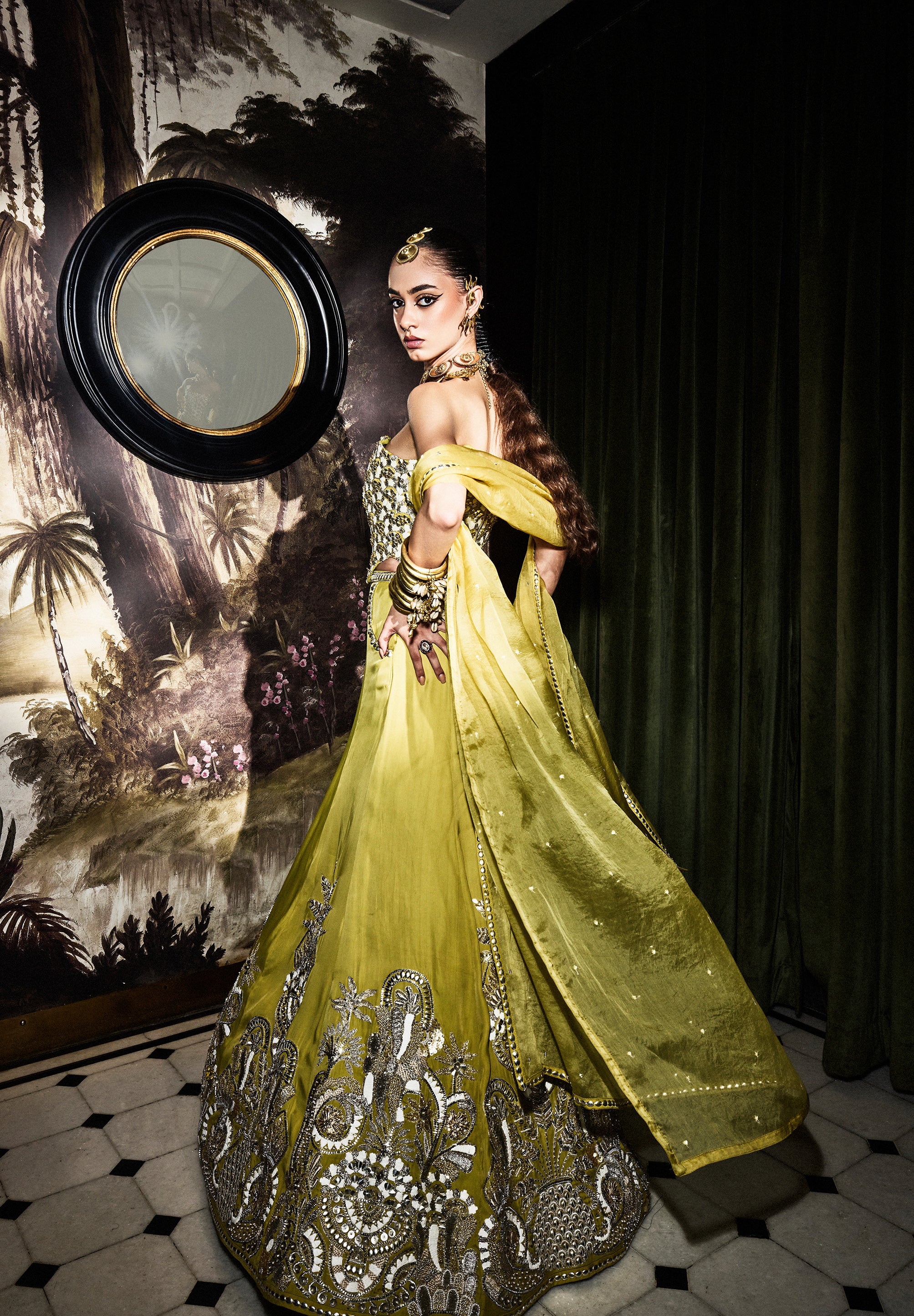 CHARU EMBELLISHED CORSET WITH LEHENGA AND DUPATTA