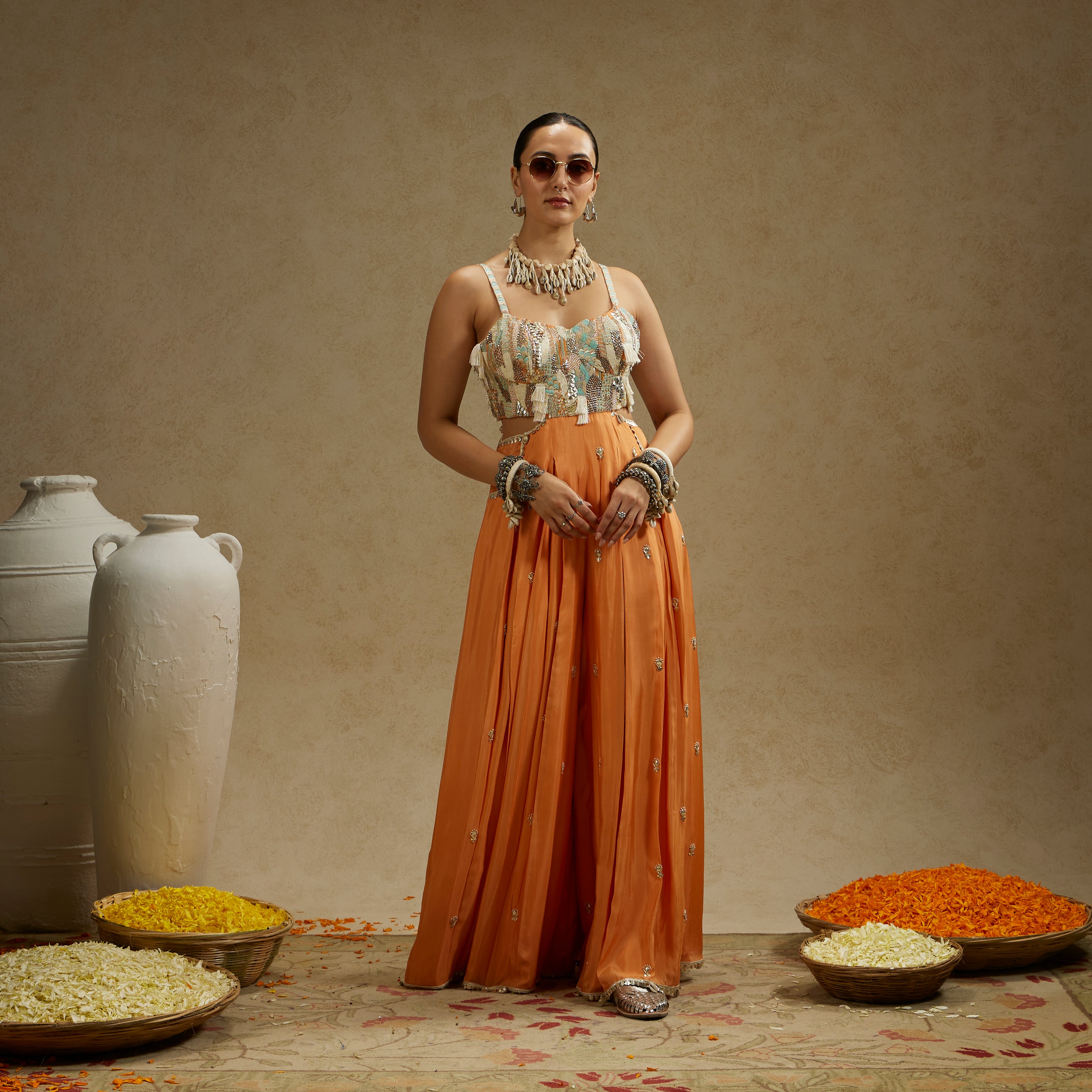 Orange Silk Jumpsuit