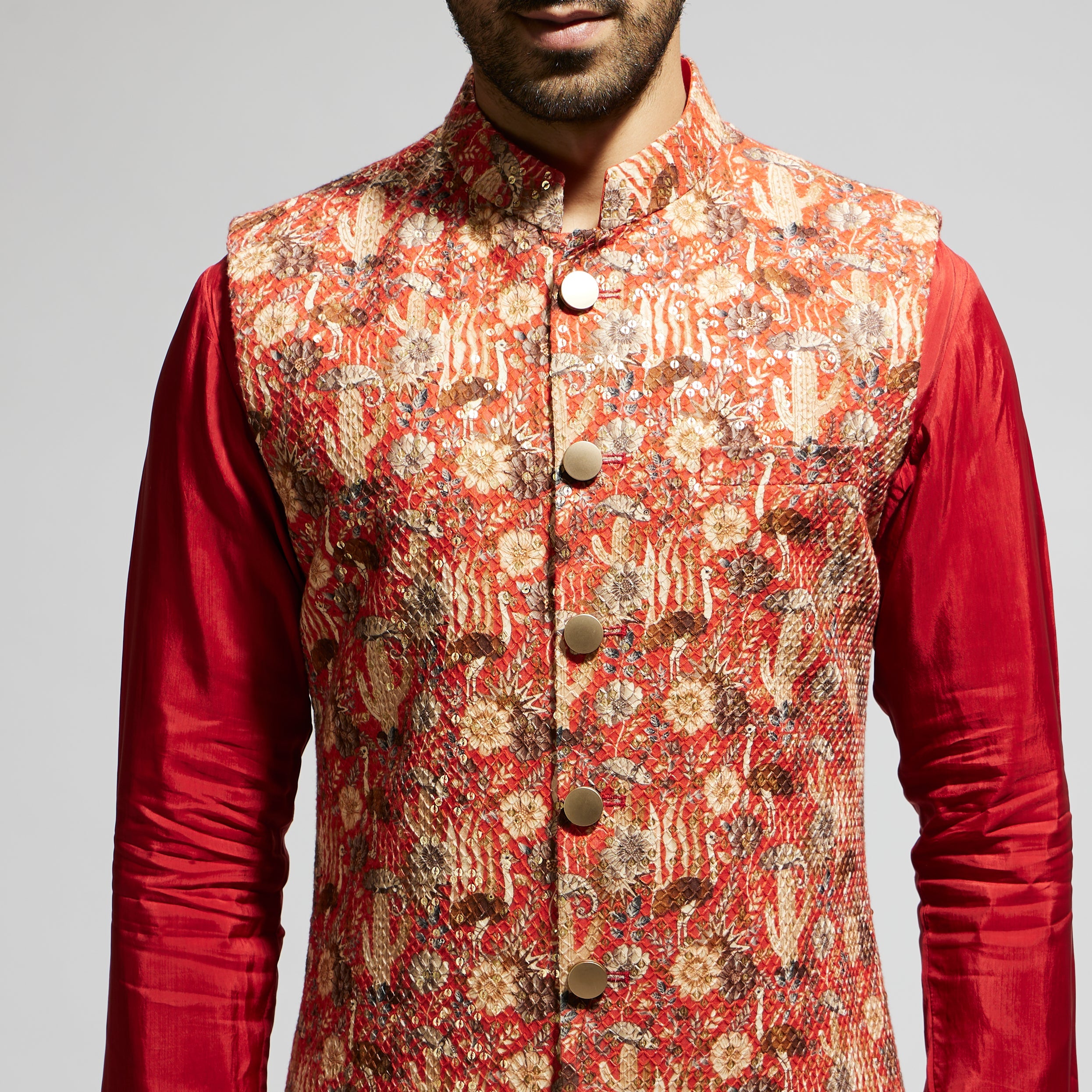 SAMSARA: ORANGE JAAL EMBELLISHED BUNDI