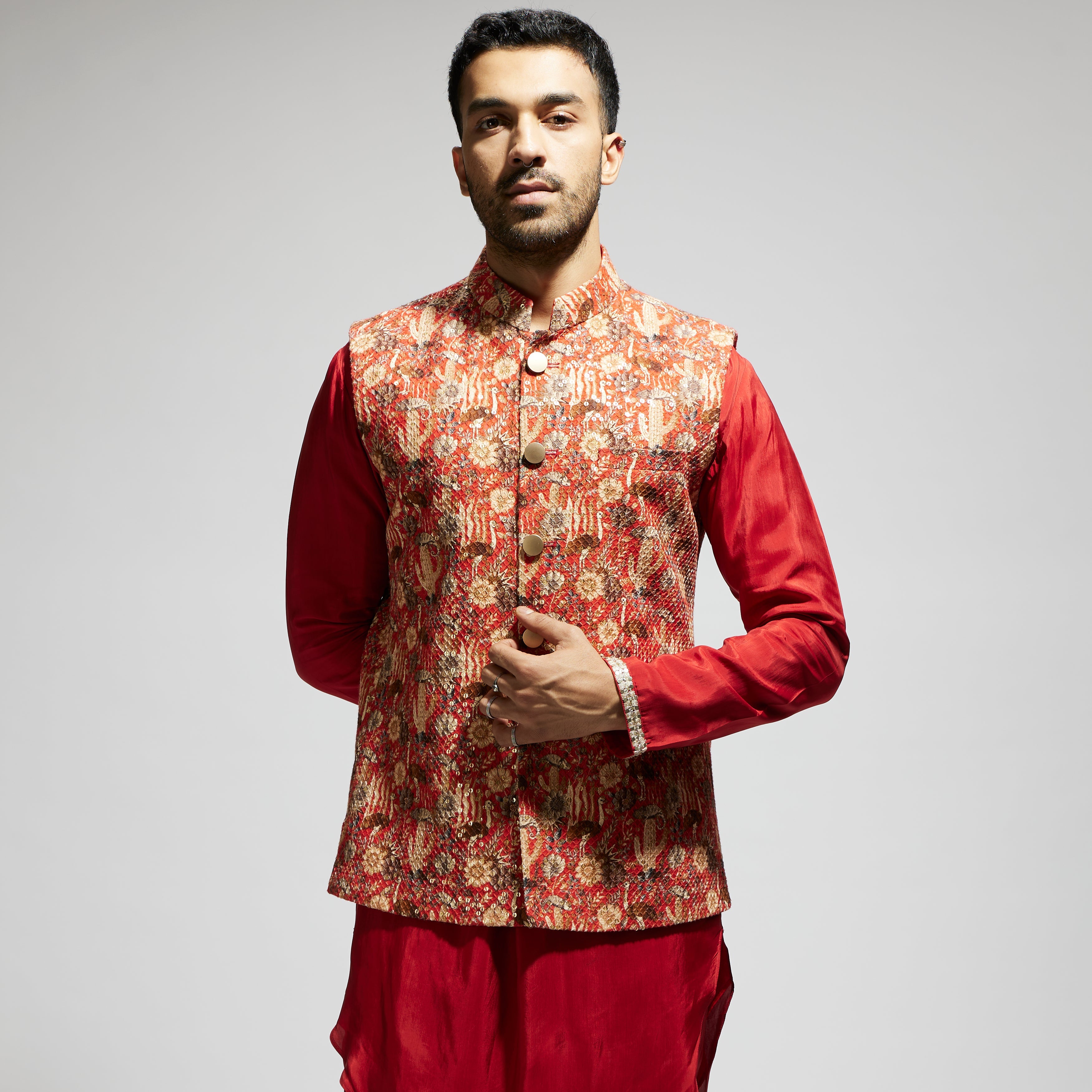 SAMSARA: ORANGE JAAL EMBELLISHED BUNDI