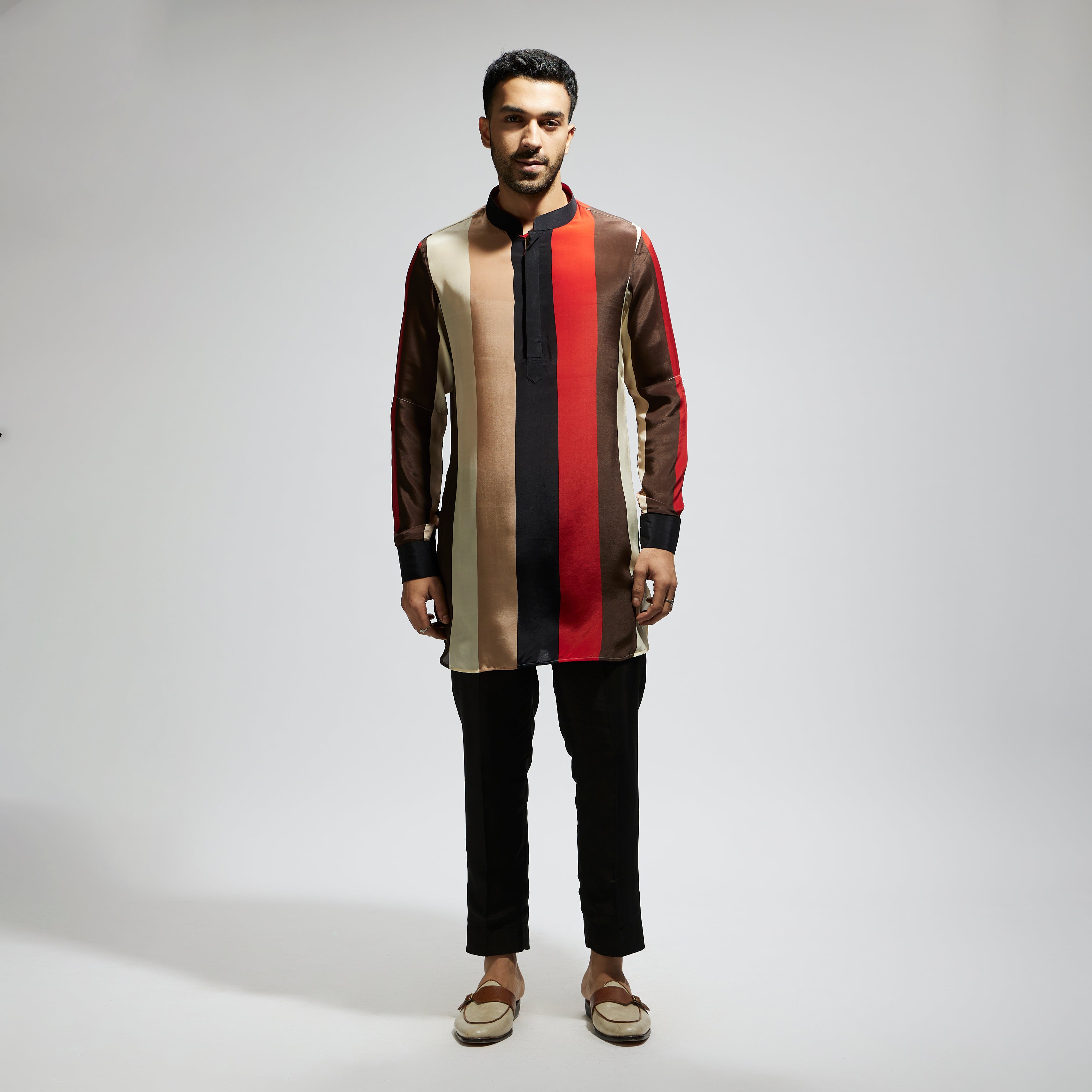 SAMSARA STRIPE ROLLED UP SLEEVES KURTA