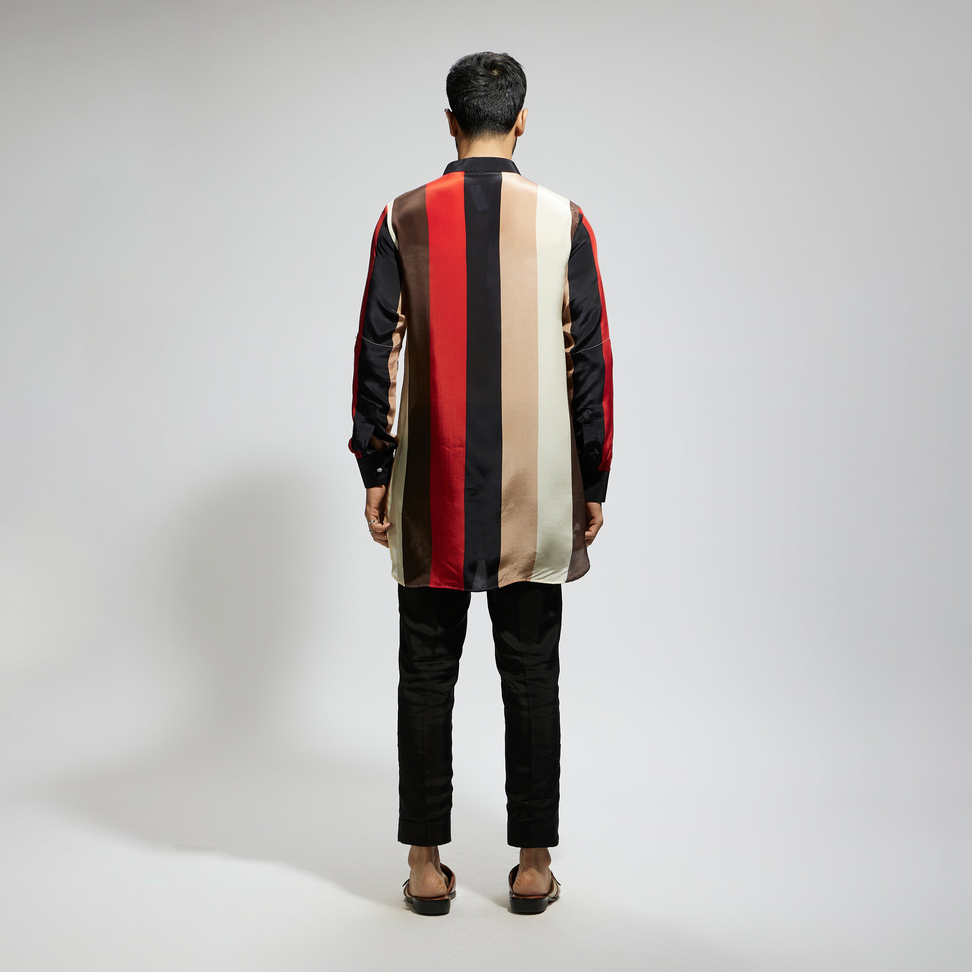 SAMSARA: STRIPE ROLLED UP SLEEVES KURTA