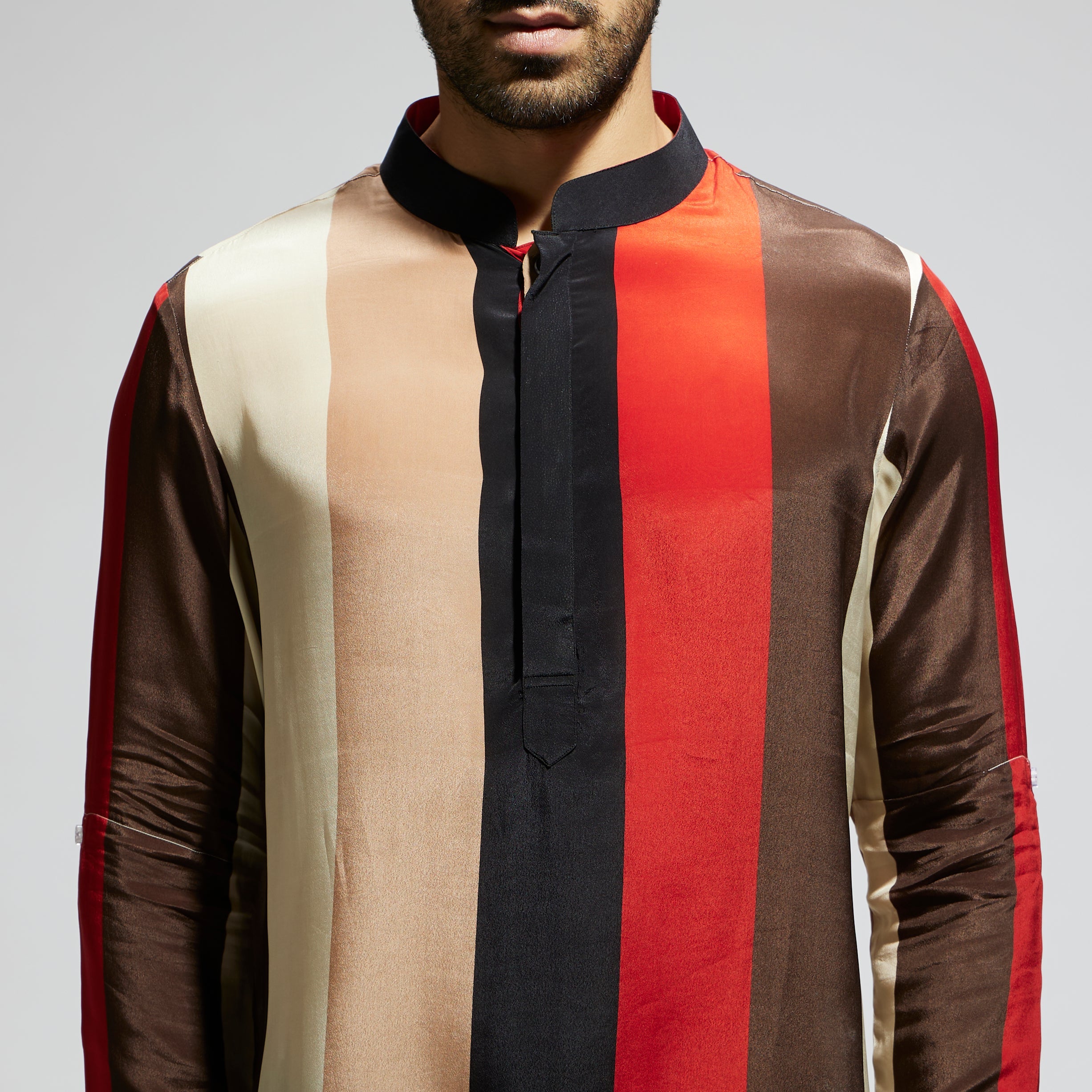 SAMSARA: STRIPE ROLLED UP SLEEVES KURTA