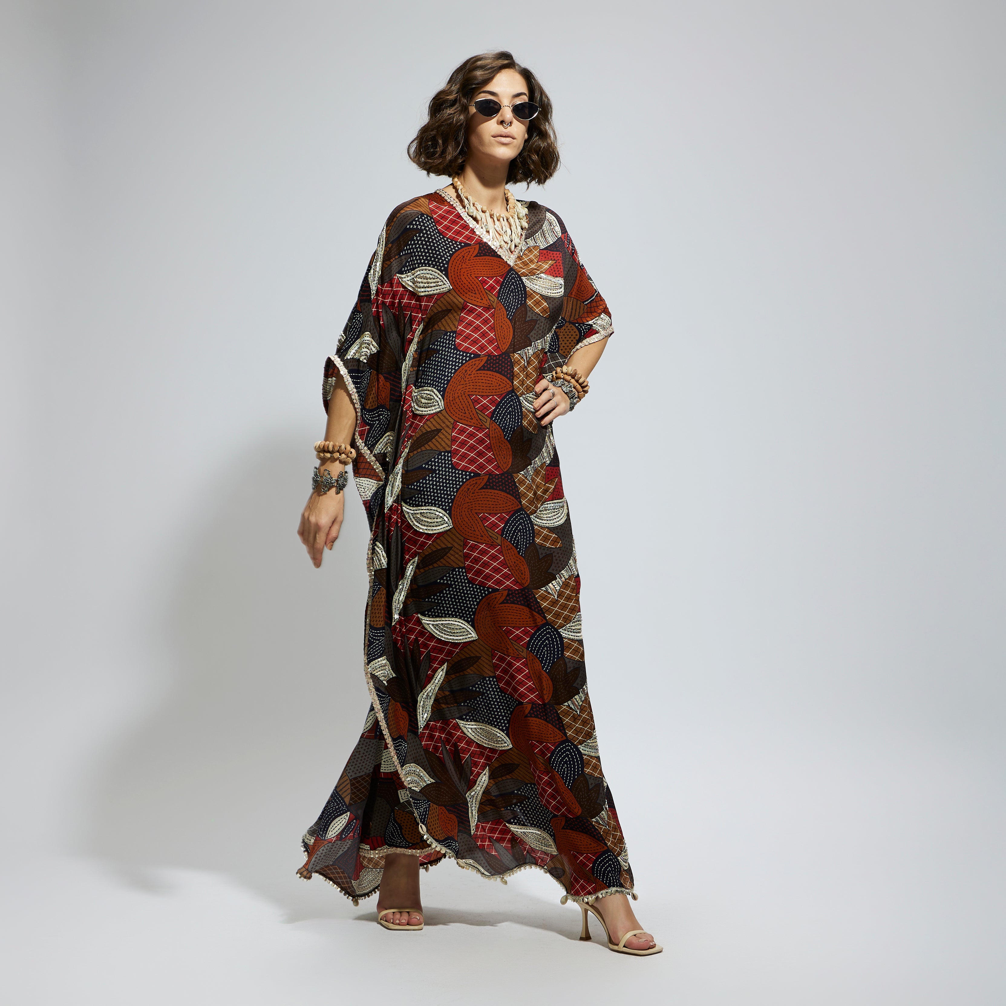 SAMSARA: ABSTRACT PRINT V NECK KURTA SET