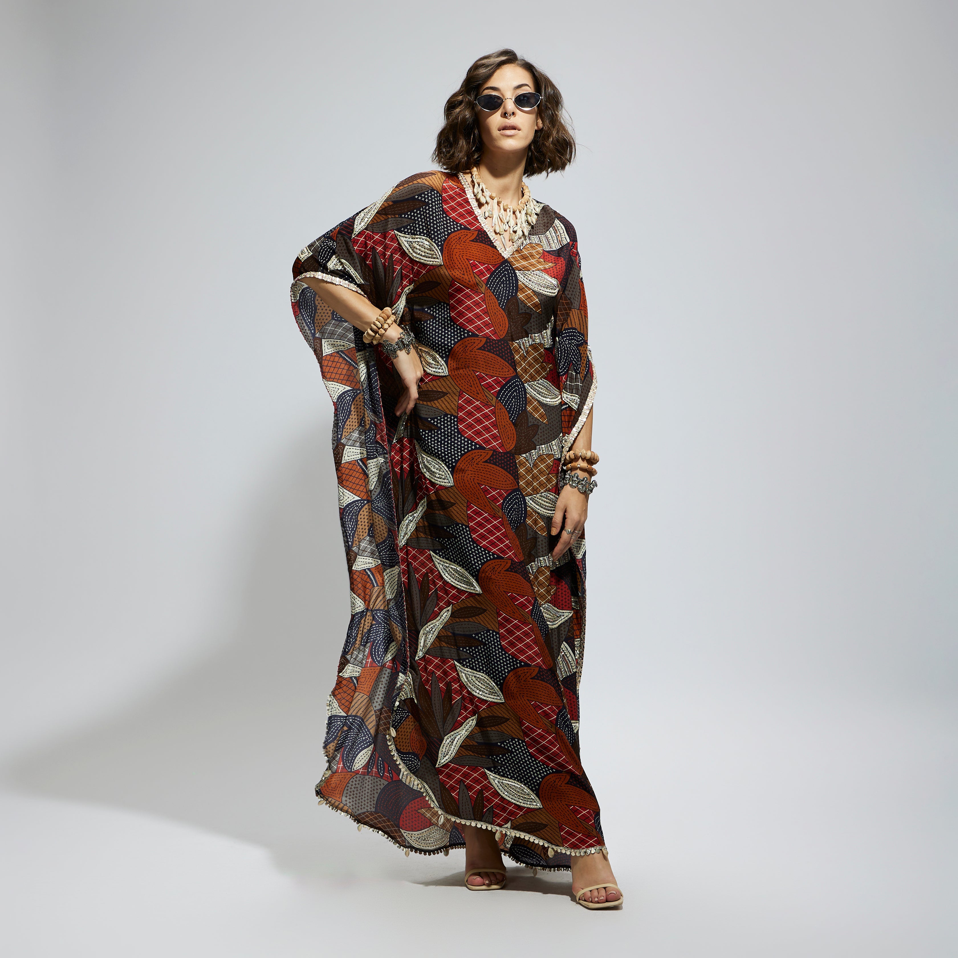 SAMSARA: ABSTRACT PRINT V NECK KURTA SET