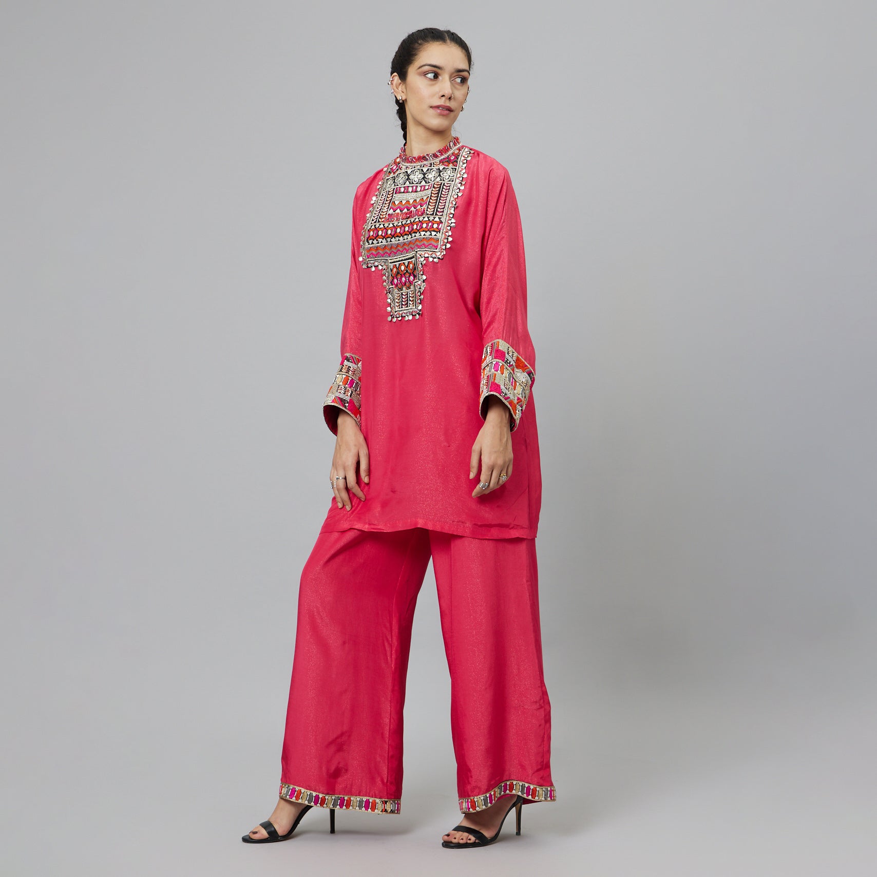 Asymmetrical Kurti Paired with Cigarette Pants  Agashe