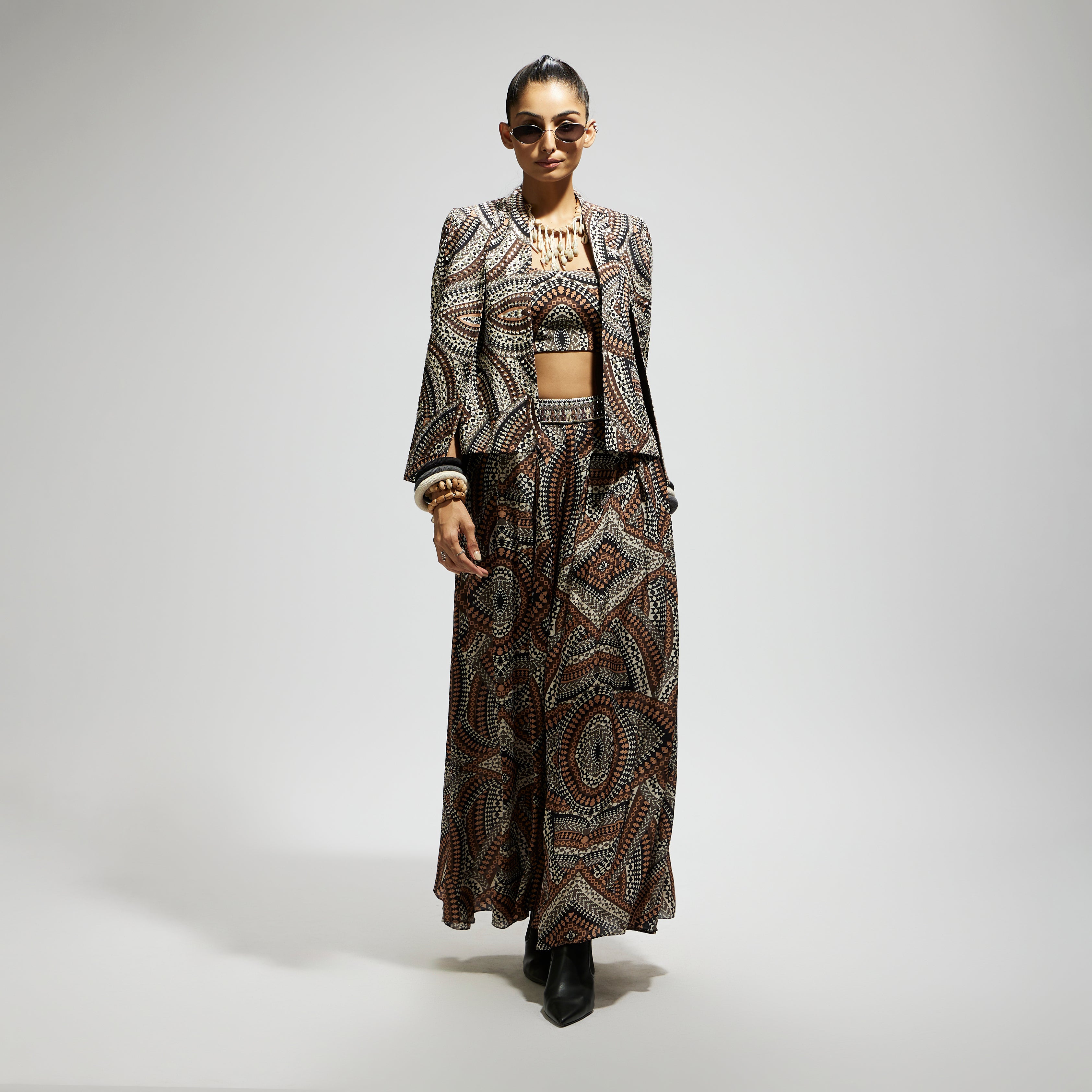 SAMSARA: ZENTANGLE PRINT CAPE JACKET SET