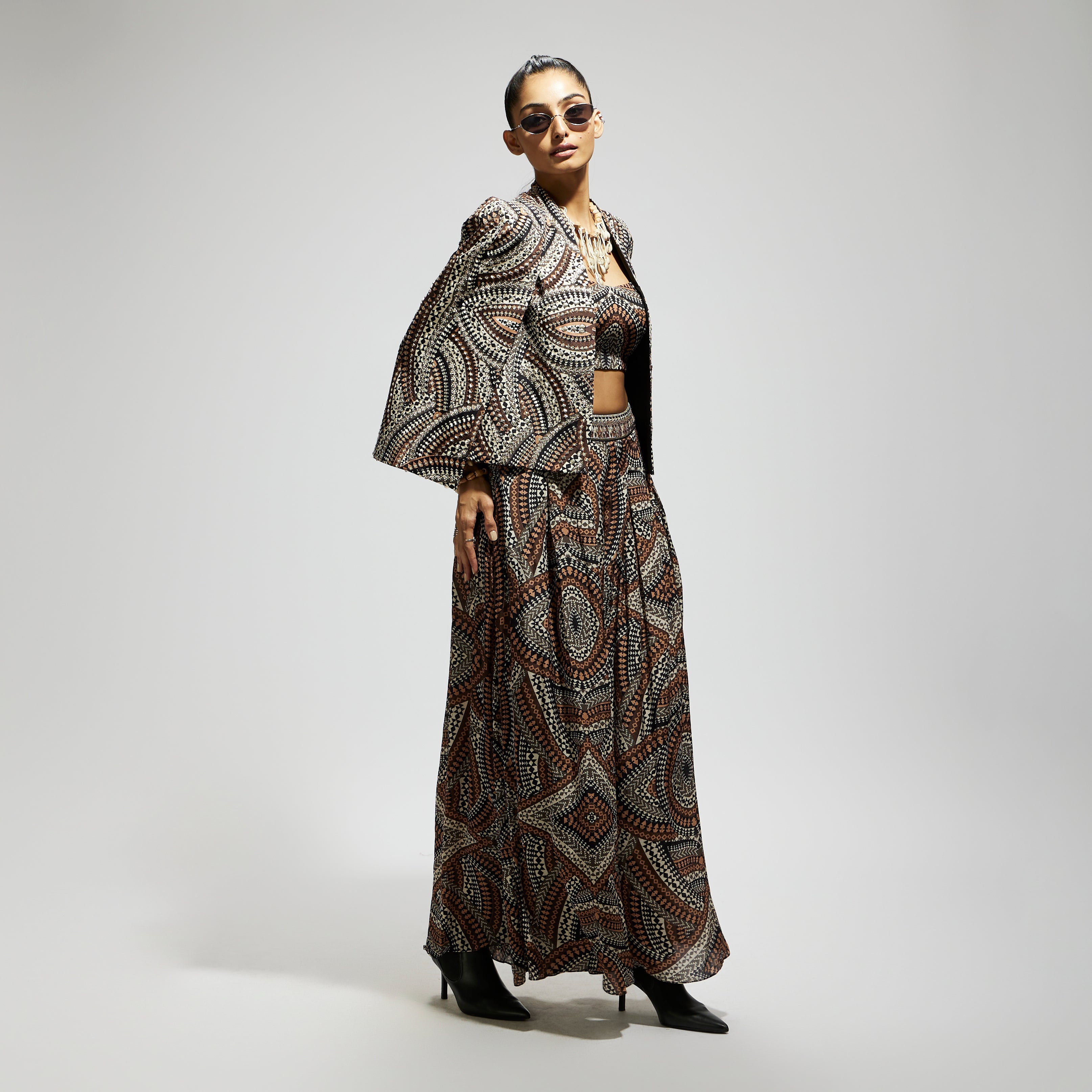 SAMSARA: ZENTANGLE PRINT CAPE JACKET SET