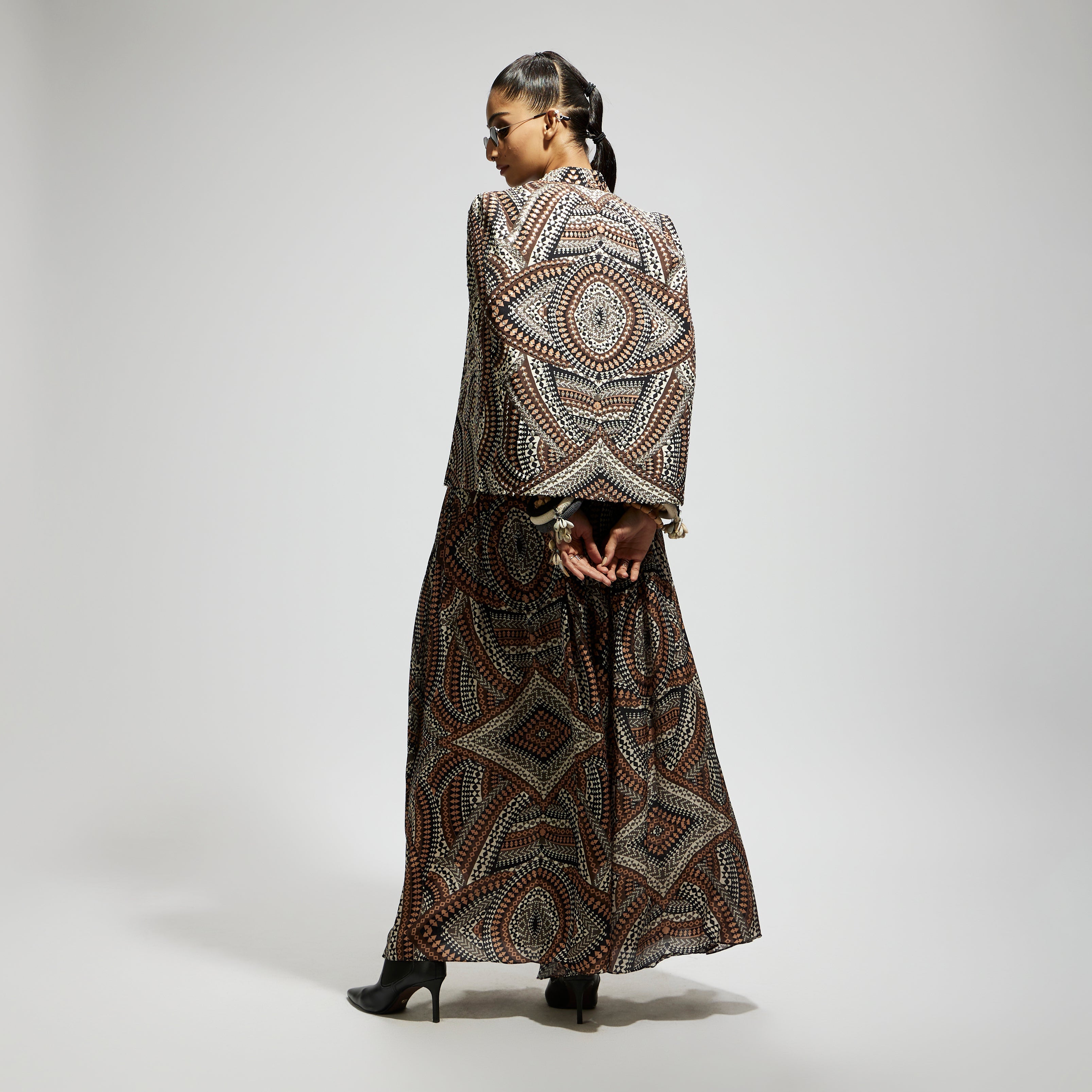 SAMSARA: ZENTANGLE PRINT CAPE JACKET SET