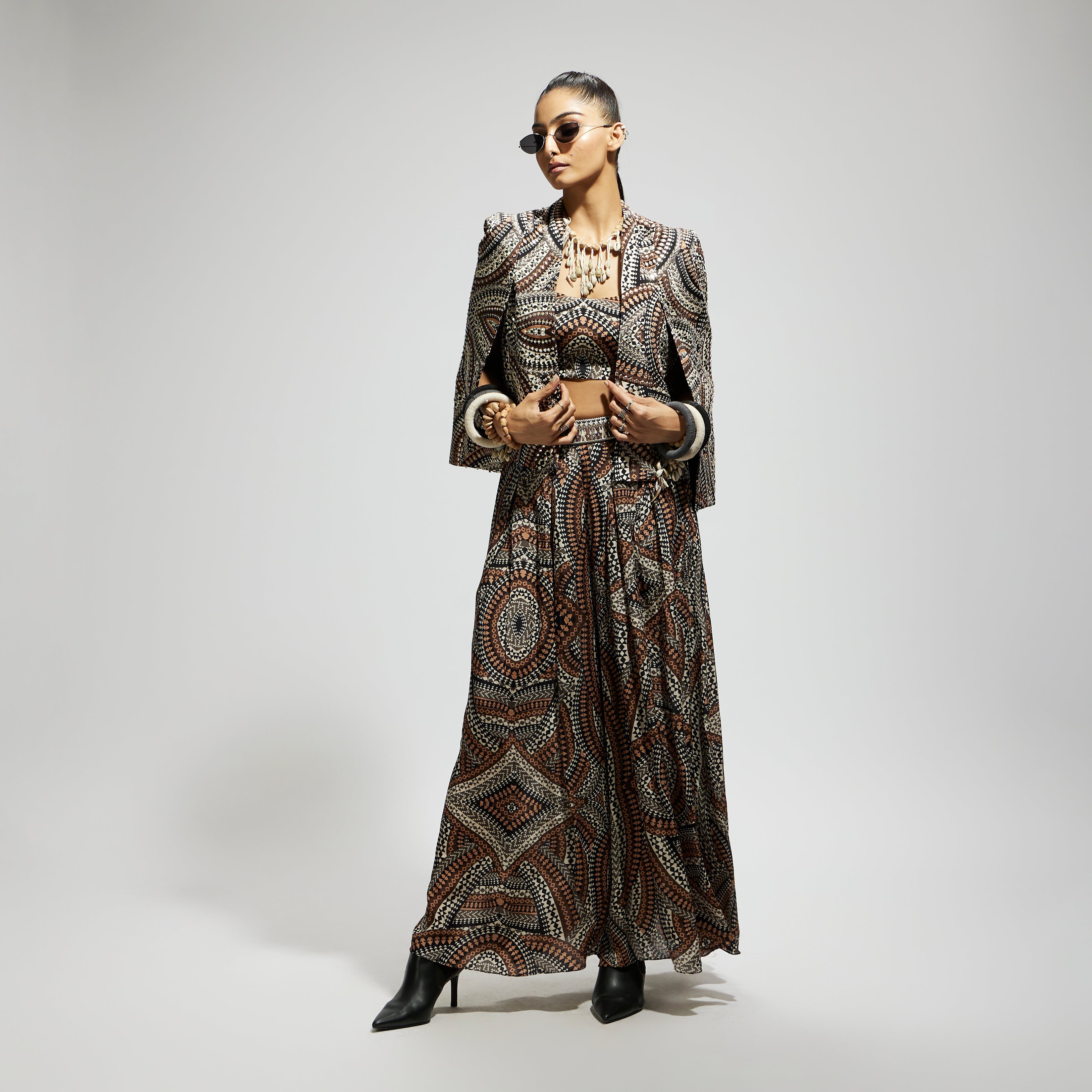 SAMSARA: ZENTANGLE PRINT CAPE JACKET SET