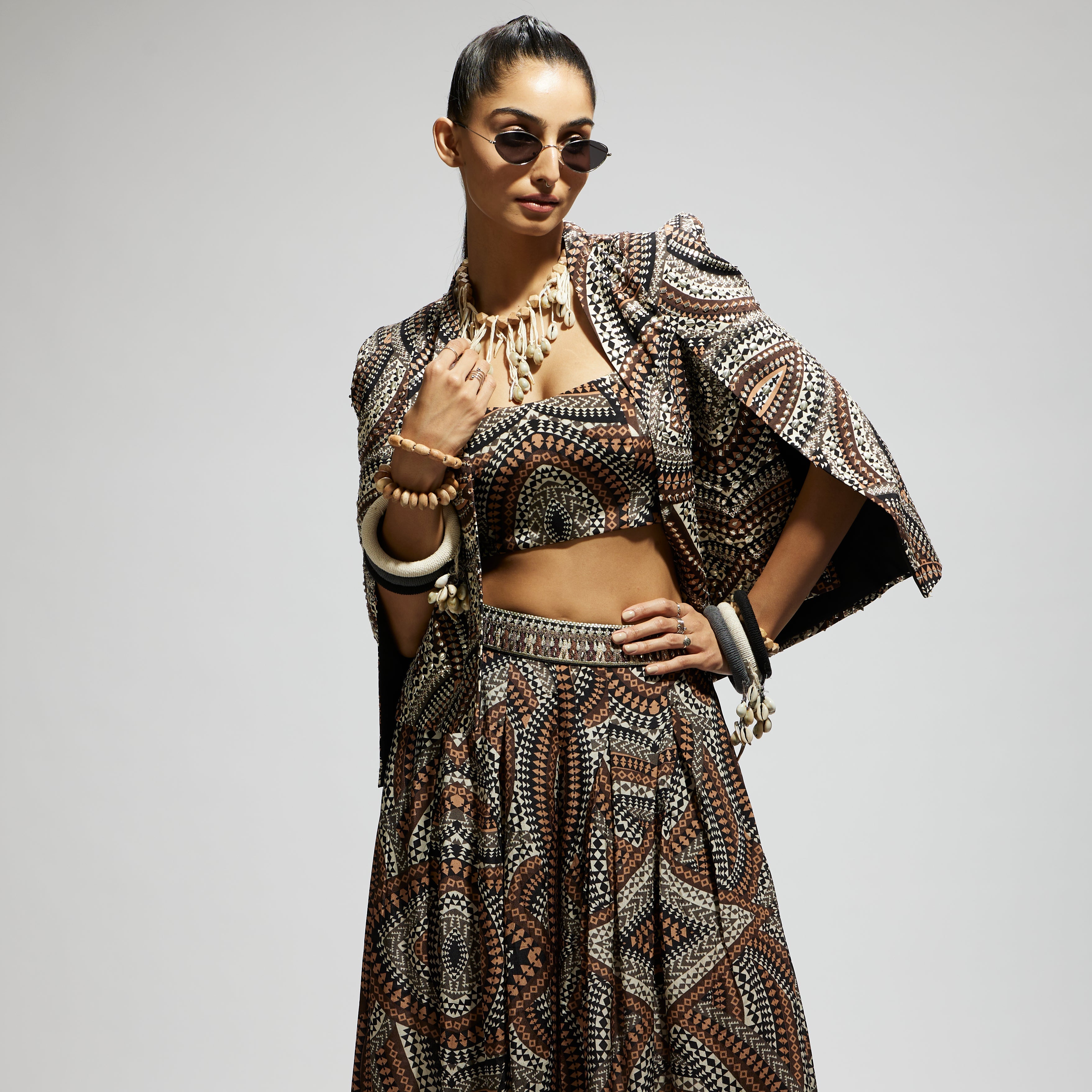 SAMSARA: ZENTANGLE PRINT CAPE JACKET SET