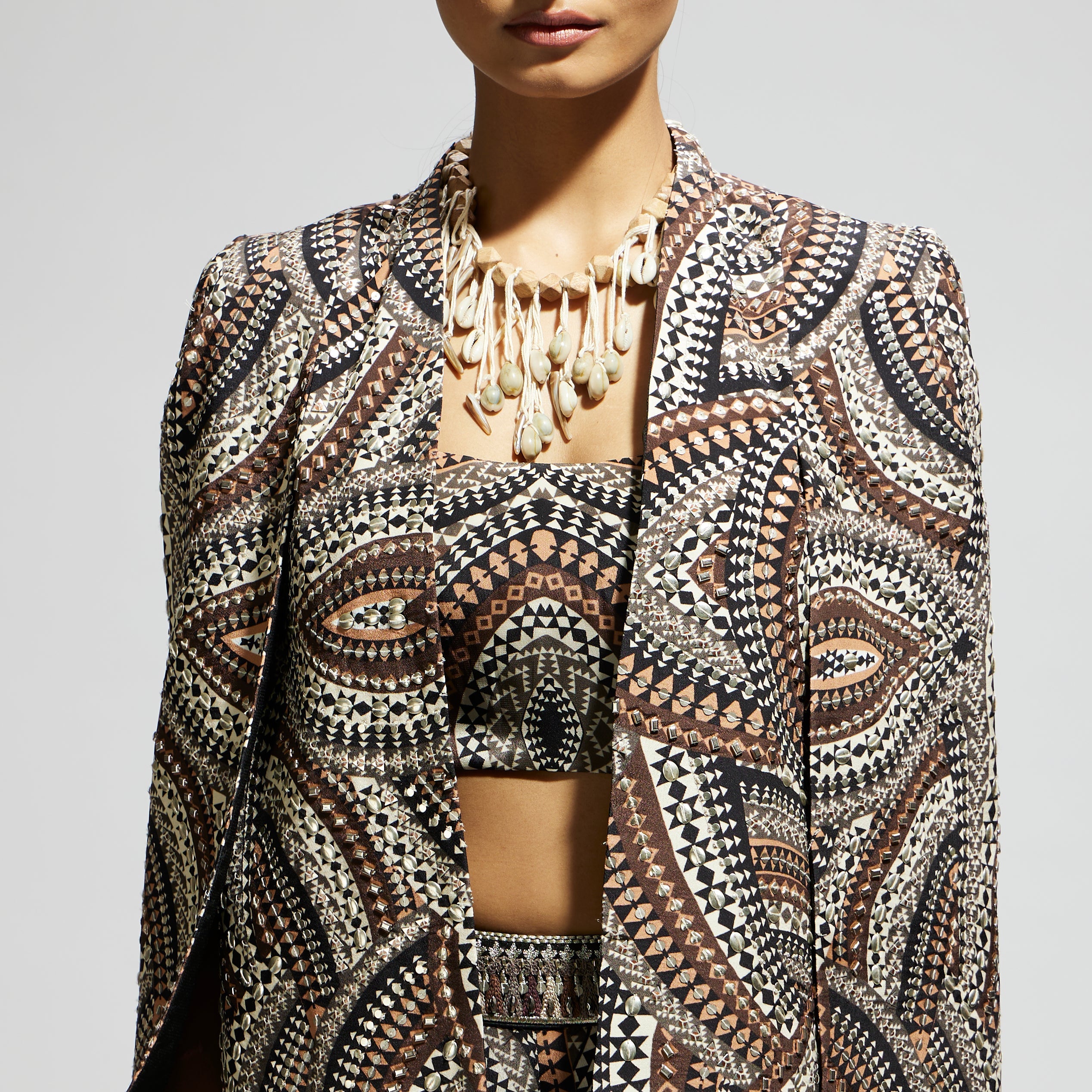 SAMSARA: ZENTANGLE PRINT CAPE JACKET SET