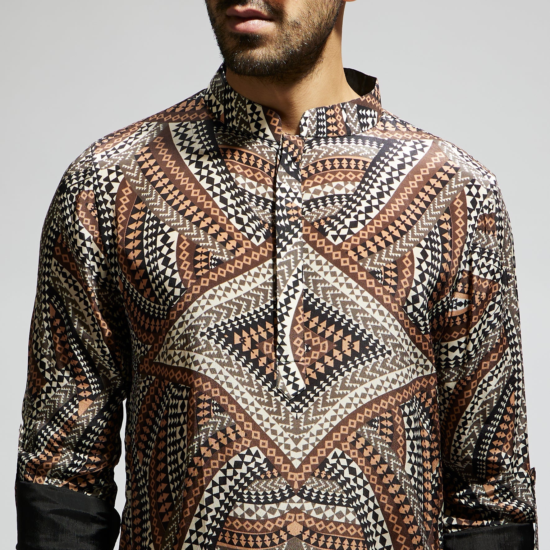 SAMSARA: ZENTANGLE PRINT ROLLED UP SLEEVES KURTA