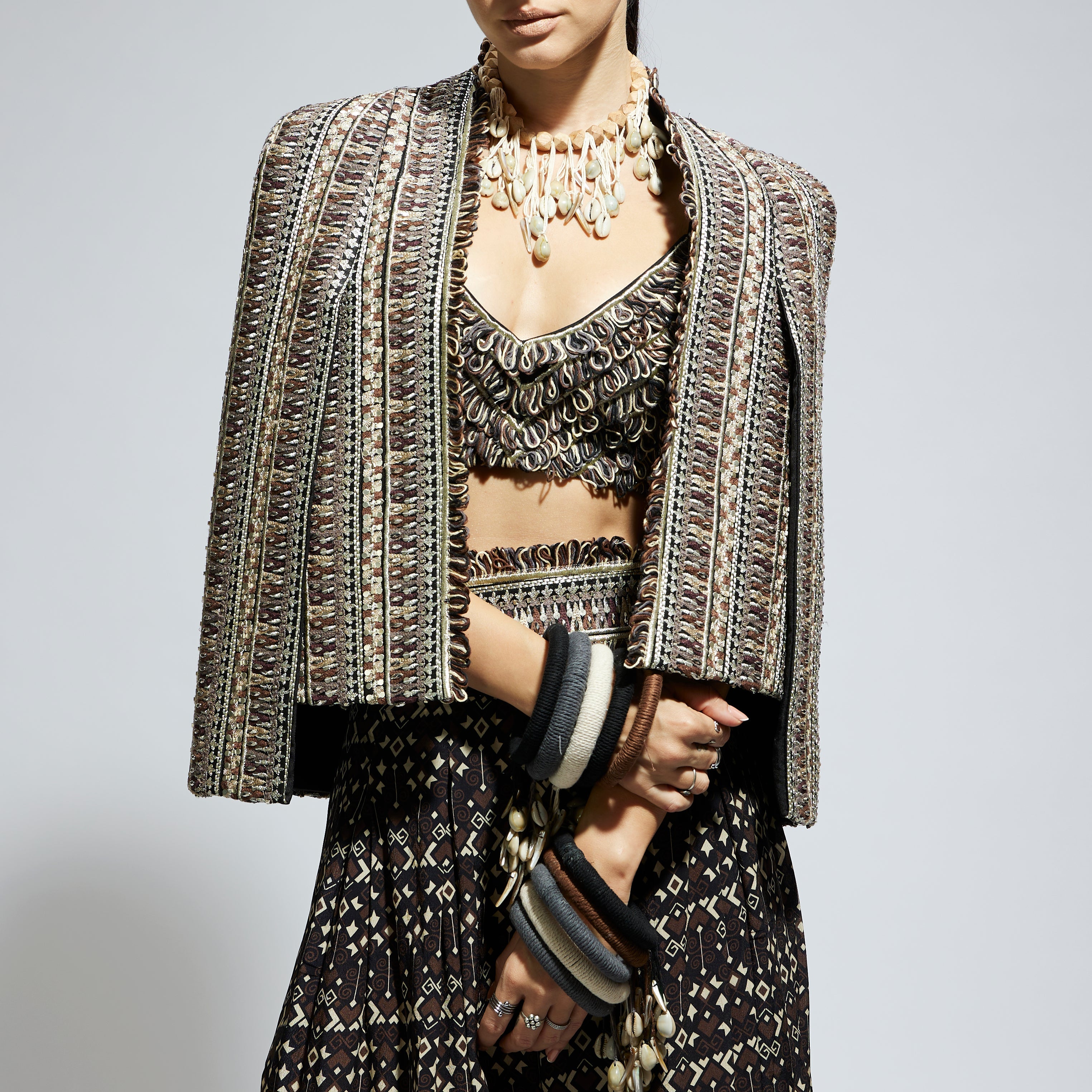 SAMSARA: BROWN EMBELLISHED NOOR JACKET