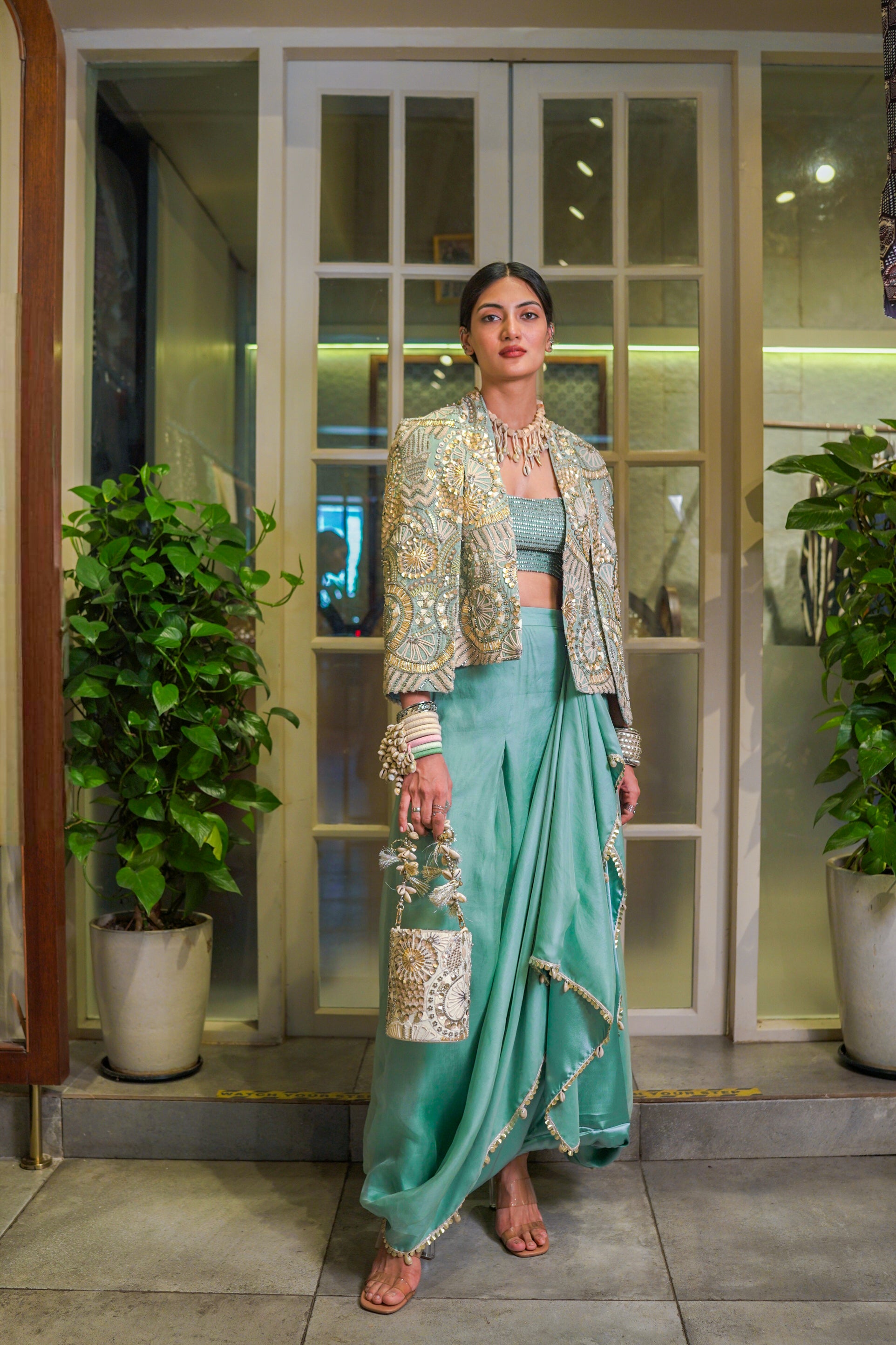 FLEUR EMBELLISHED NOOR JACKET SET