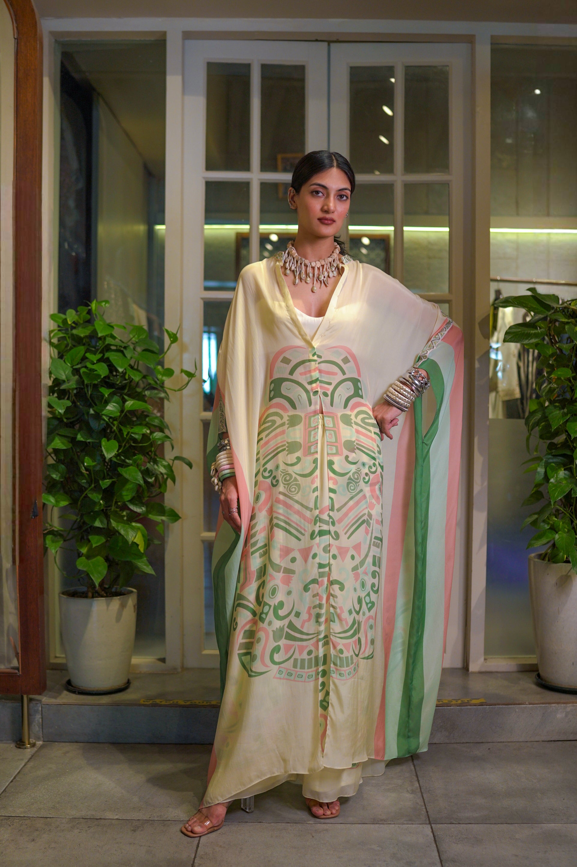 MAISON MASK PRINTED KAFTAN SET