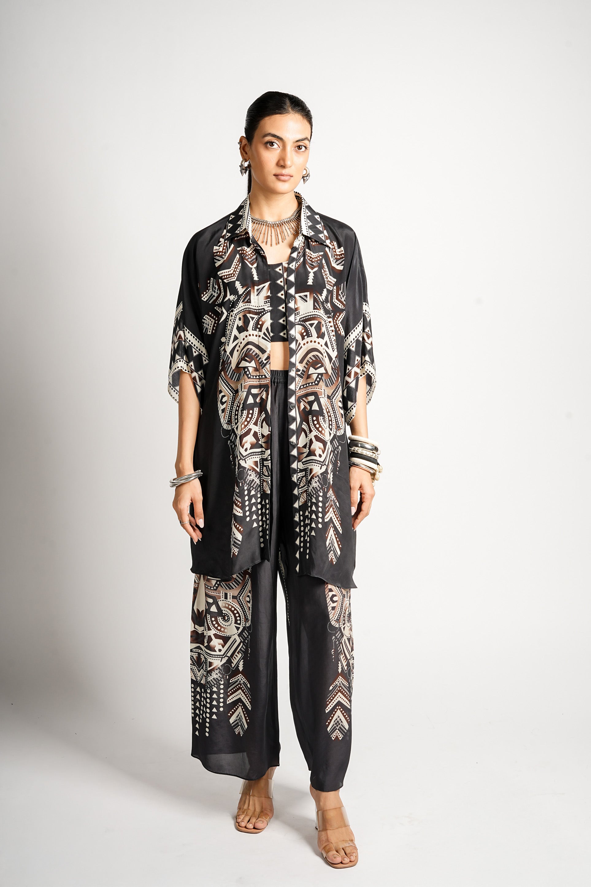 KURO MASK CO-ORD SET WITH PRINTED BUSTIER