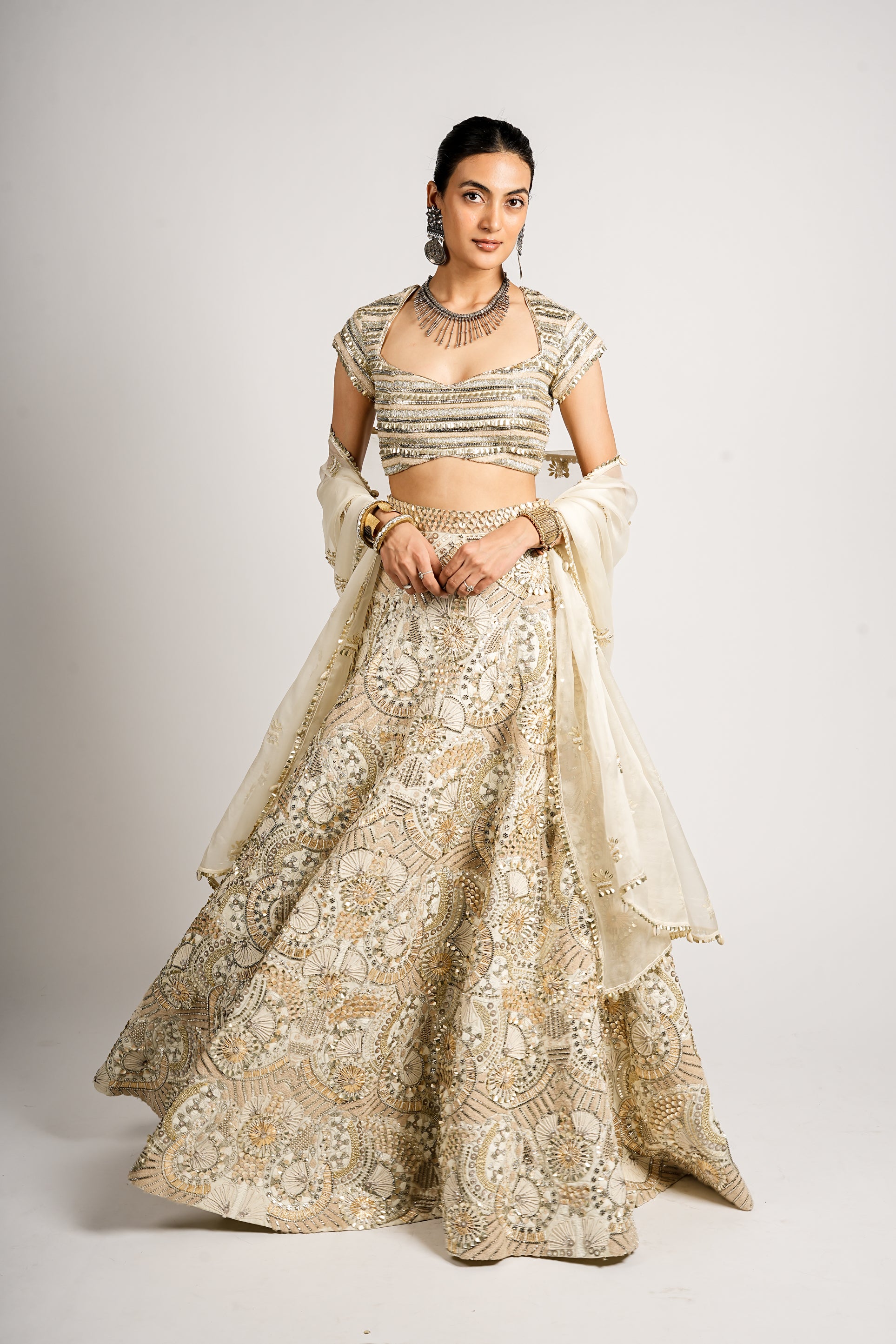 ZAFAR EMBELLISHED BLOUSE WITH LEHENGA AND DUPATTA