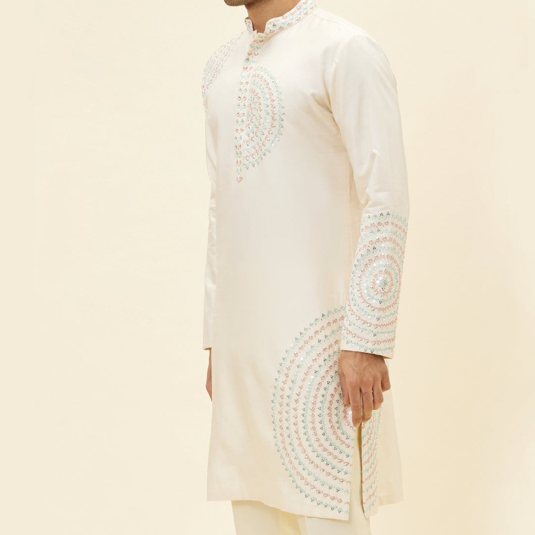 BEIGE KURTA WITH BUTTA EMBROIDERY WITH PANTS