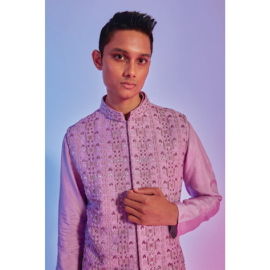 LILAC INTRICATE EMBELLISHED BUNDI